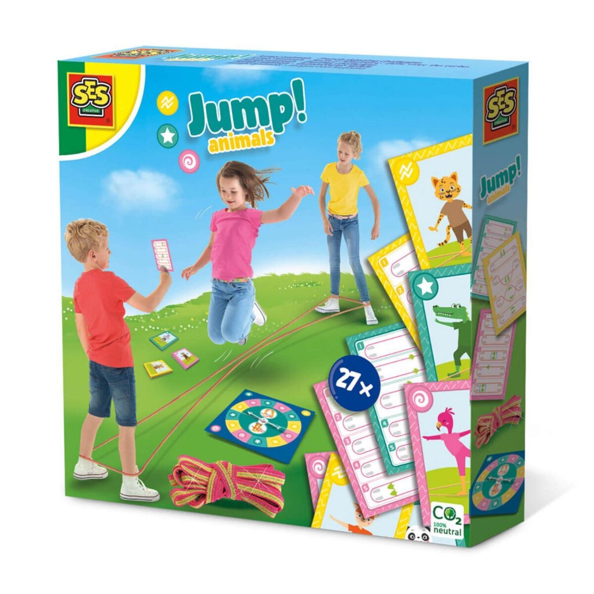 SES Creative Jeu d'éveil ses-creative Jump! Animals avec corde élastique multicolore