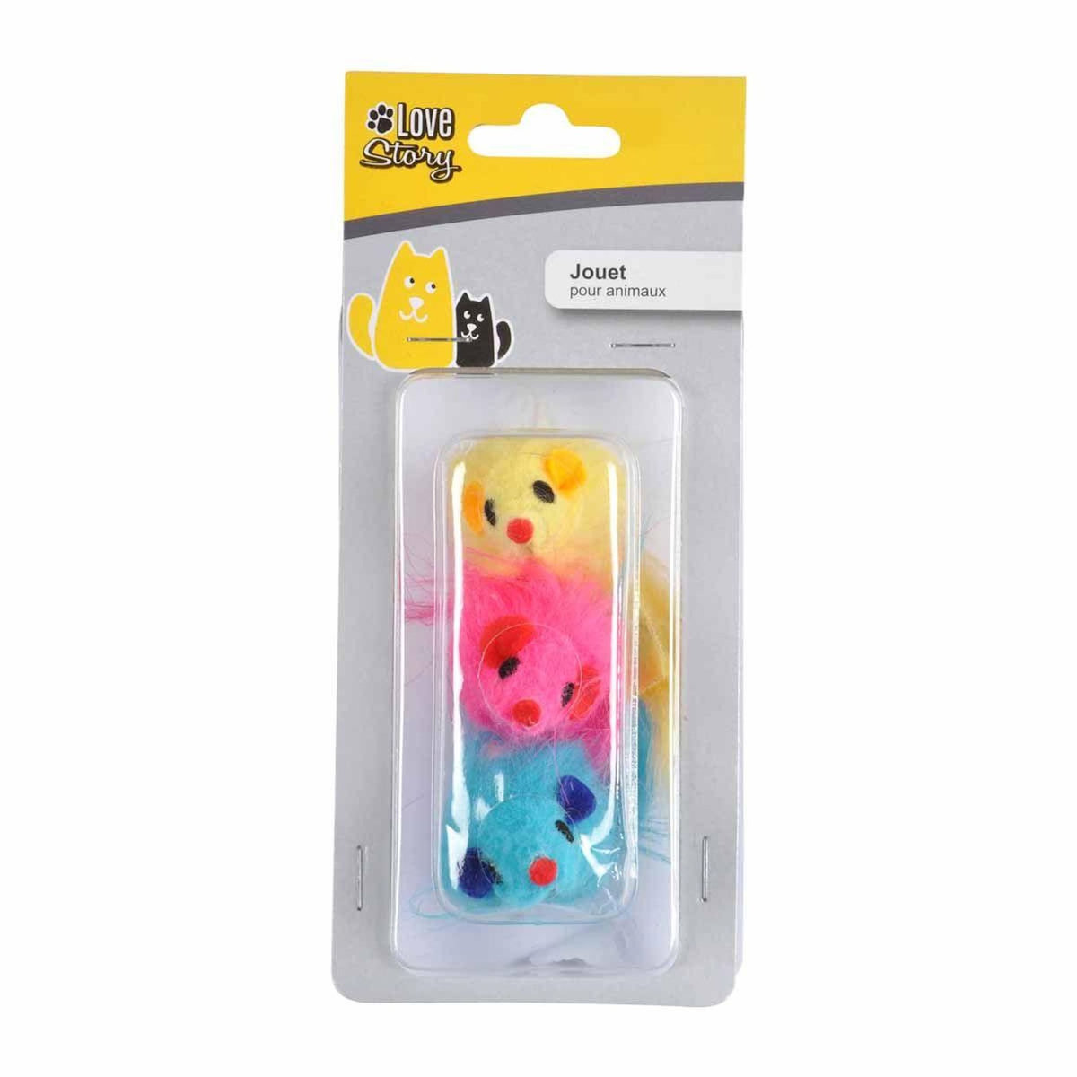 Paris Prix Lot de 3 Jouets pour Chat  Souris  6cm Multicolore