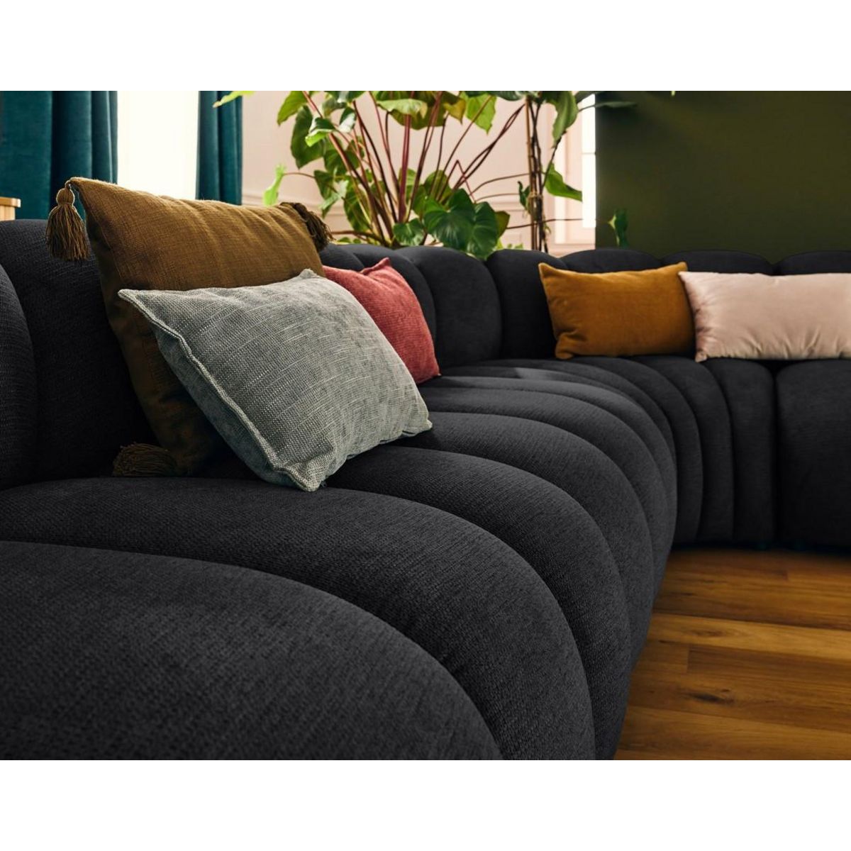 LISA DESIGN Debbie - canapé modulable d'angle gauche 5 places en tissu texturé