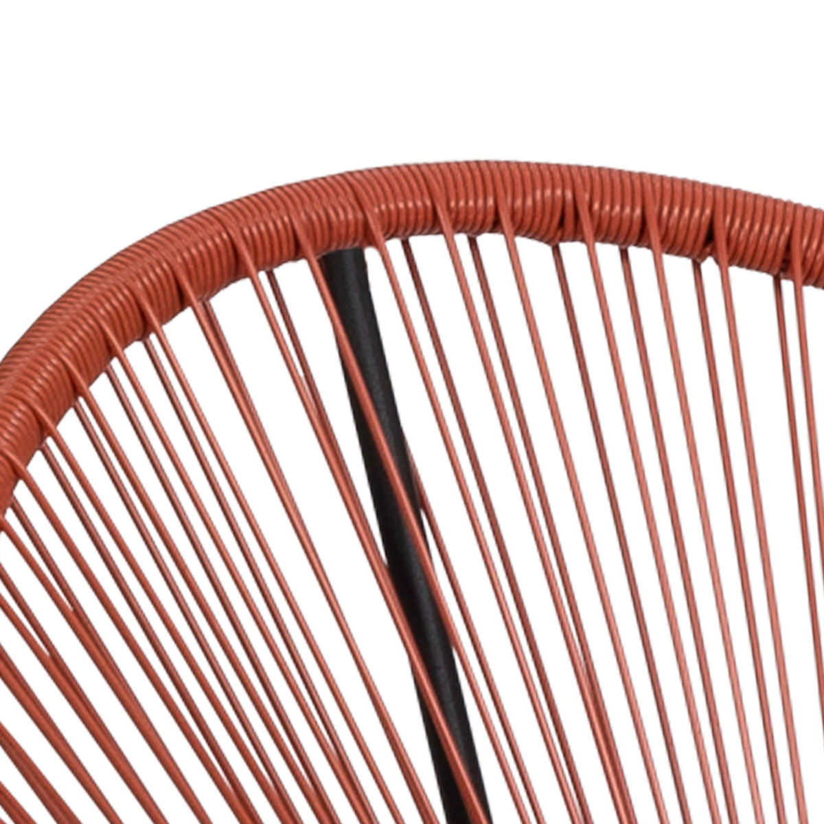 ID MARKET Salon de jardin IZMIR table et 2 fauteuils oeuf cordage terracotta