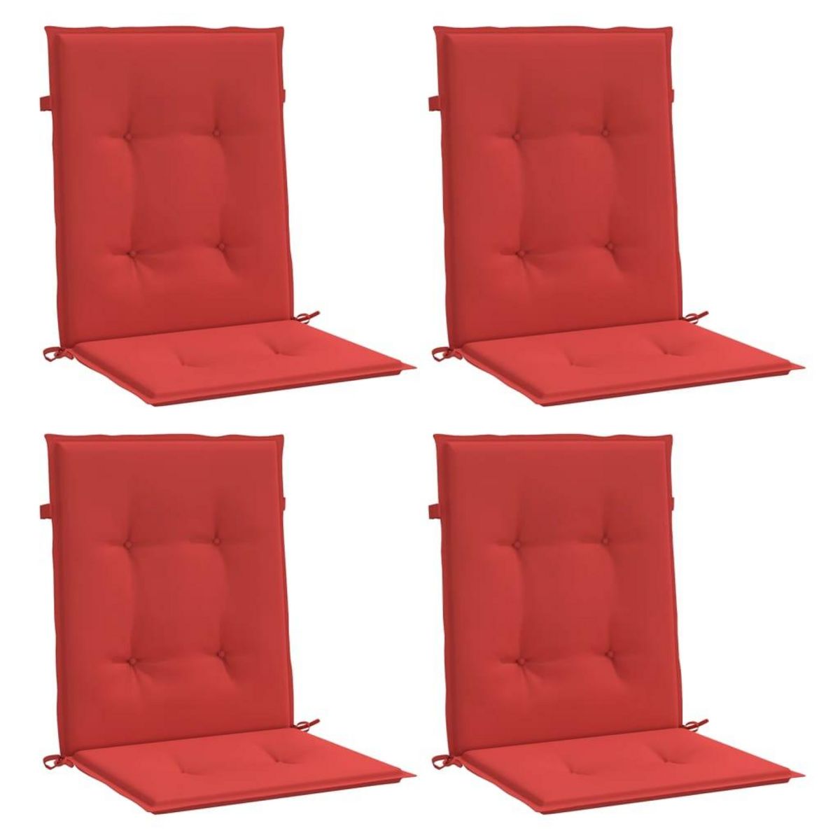 VIDAXL Coussins de chaise de jardin a dossier bas lot de 4 rouge