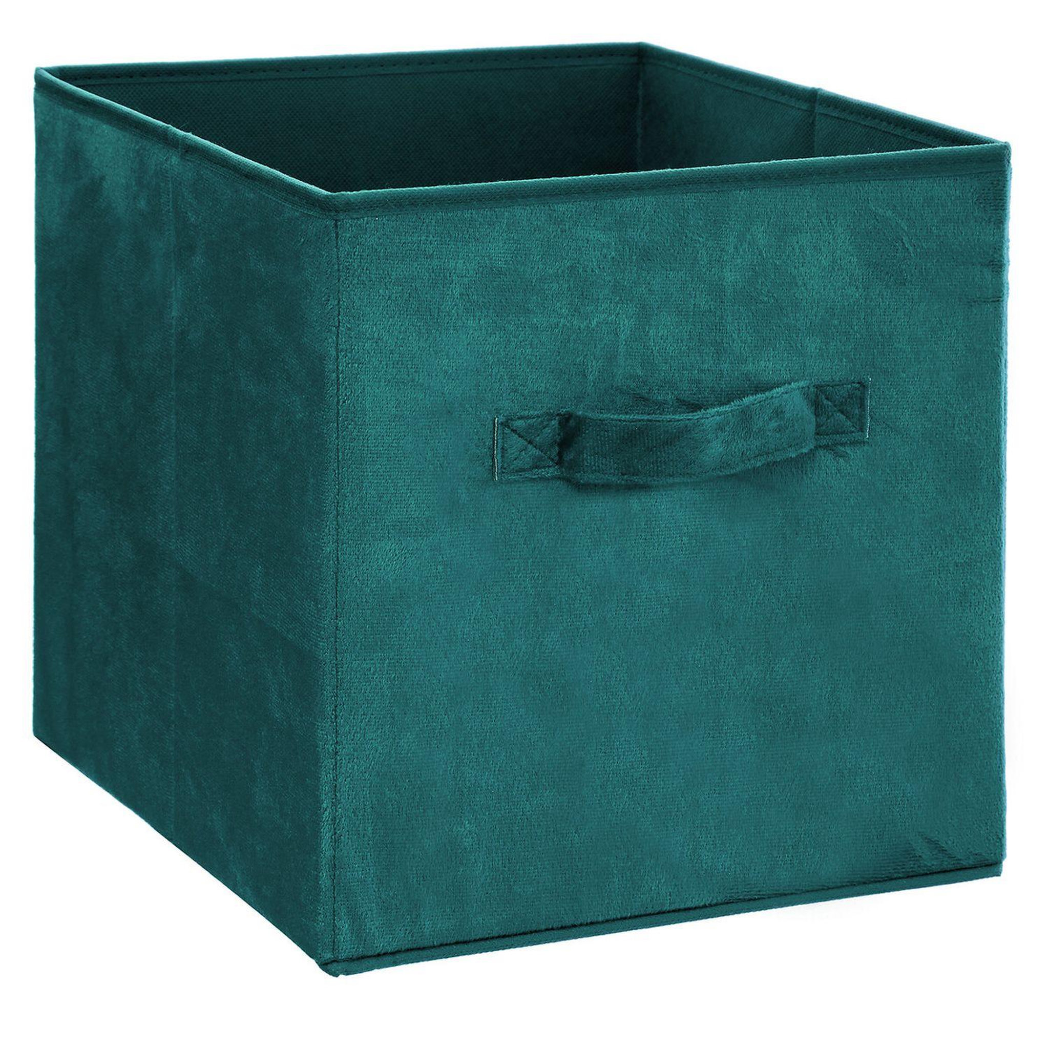 Voir la diapositive 2 : TOILINUX Lot de 2 boites de rangement design velours mix n' modul - l. 31 x l. 31 cm - bleu canard