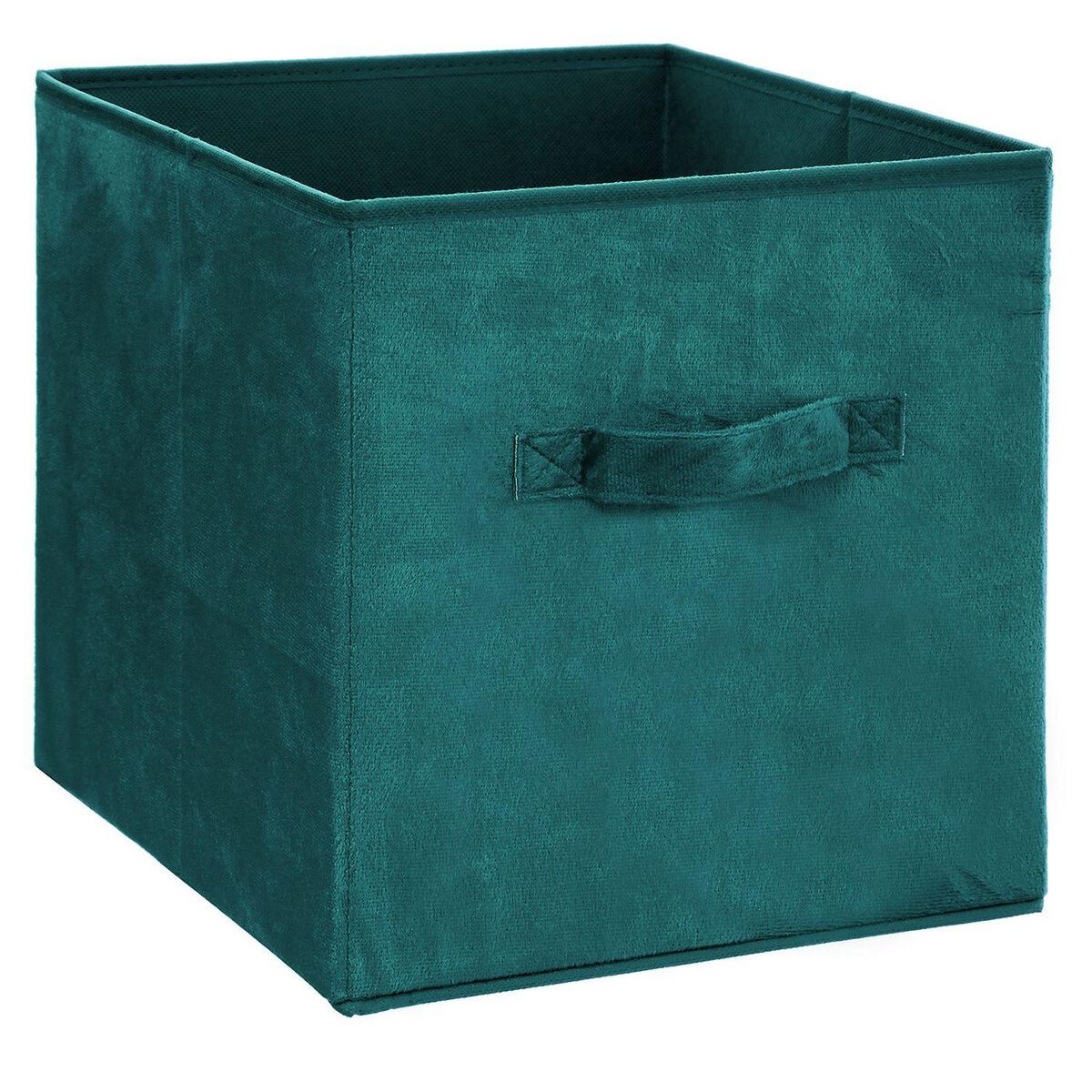 TOILINUX Lot de 2 Boites de rangement design velours Mix n' modul - L. 31 x l. 31 cm - Bleu Canard