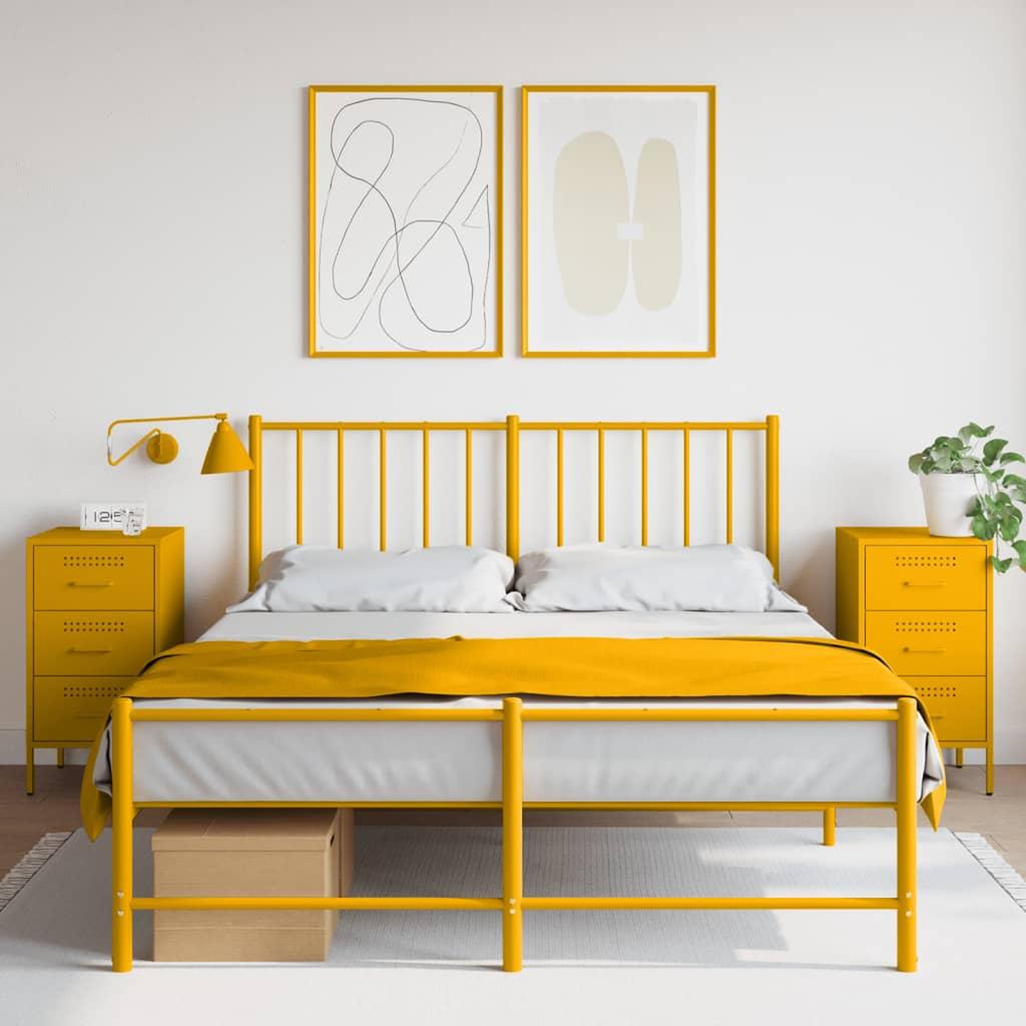 VIDAXL Tables de chevet 2 pcs jaune moutarde 36x39x68 cm acier