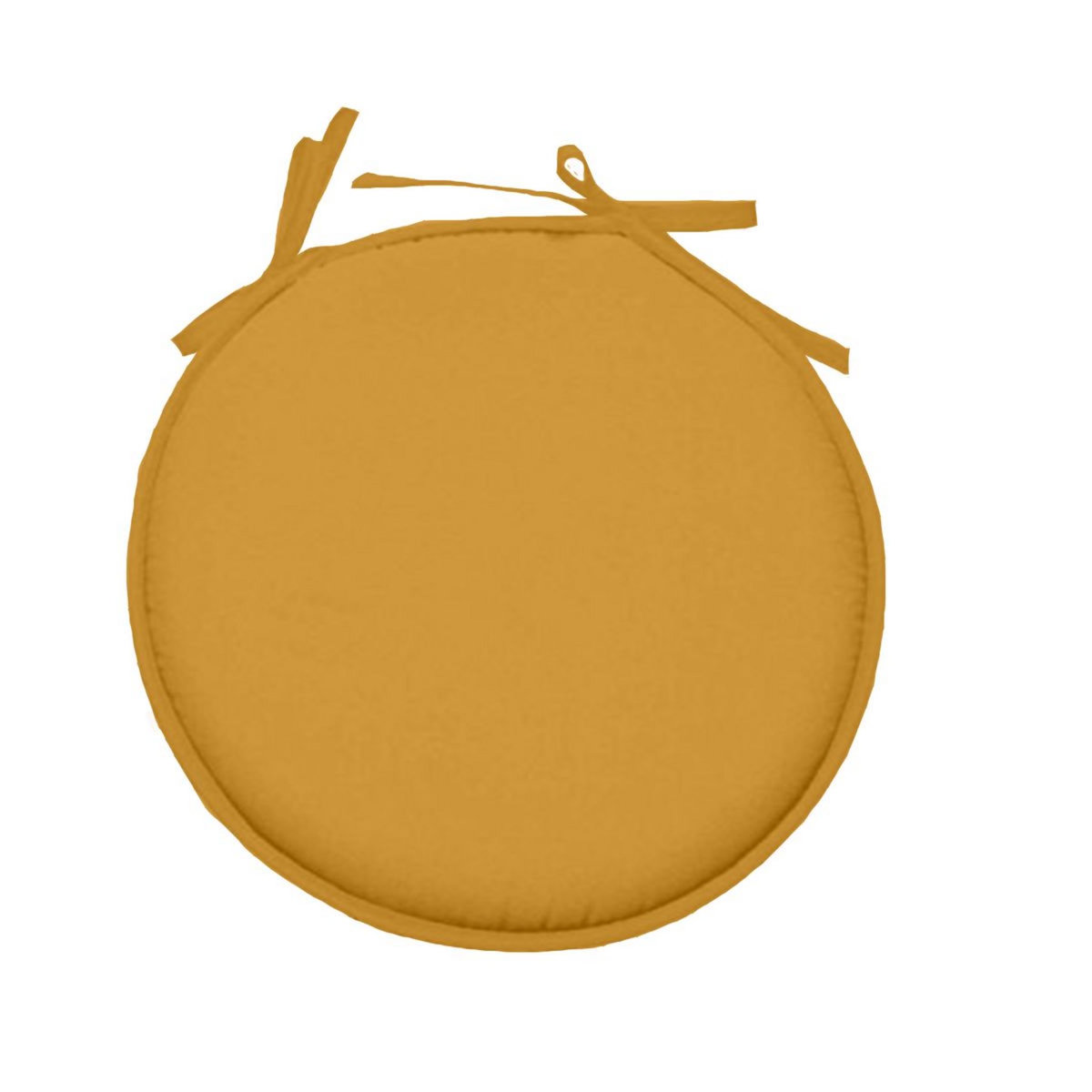 Galette de chaise ronde unie en coton à nouettes