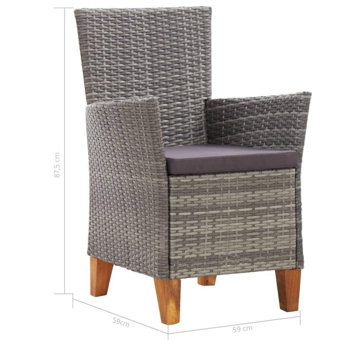 VIDAXL Mobilier a dîner 5 pcs resine tressee et bois d'acacia gris