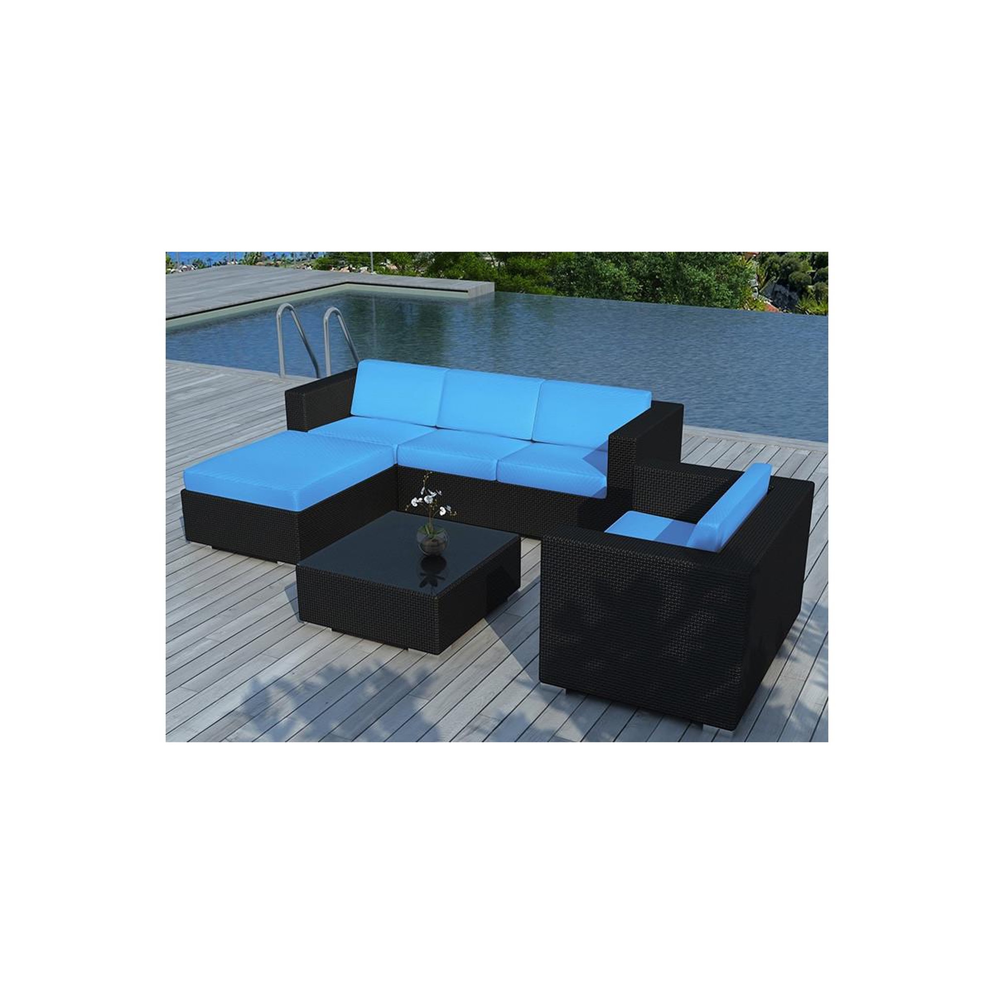 Voir la diapositive 2 : Paris Prix Salon de jardin en résine  valentino  82cm bleu & noir