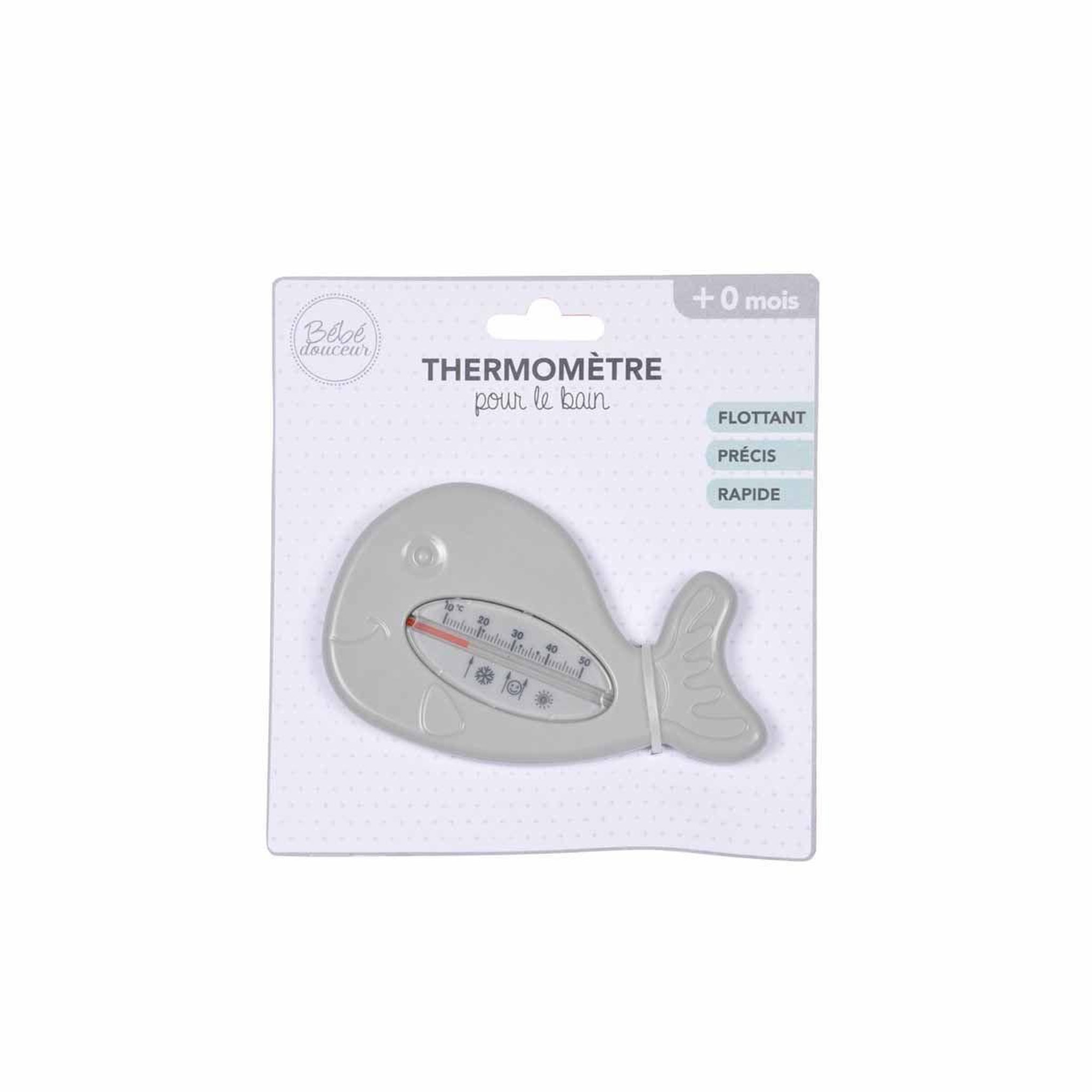 Voir la diapositive 2 : BEBE DOUCEUR Thermomètre de Bain pour Bébé  Baleine  Gris
