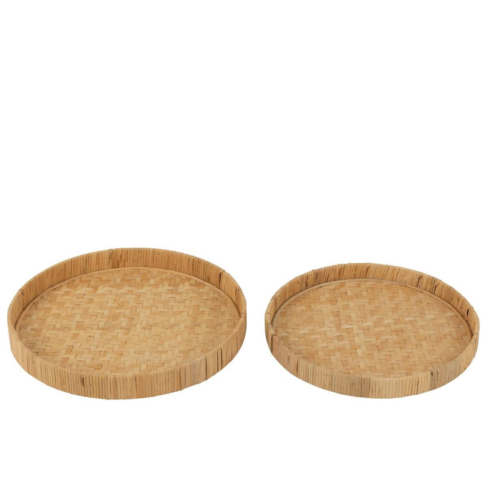 Voir la diapositive 2 : J-LINE Lot de 2 plateaux en bambou  refugio  45cm naturel