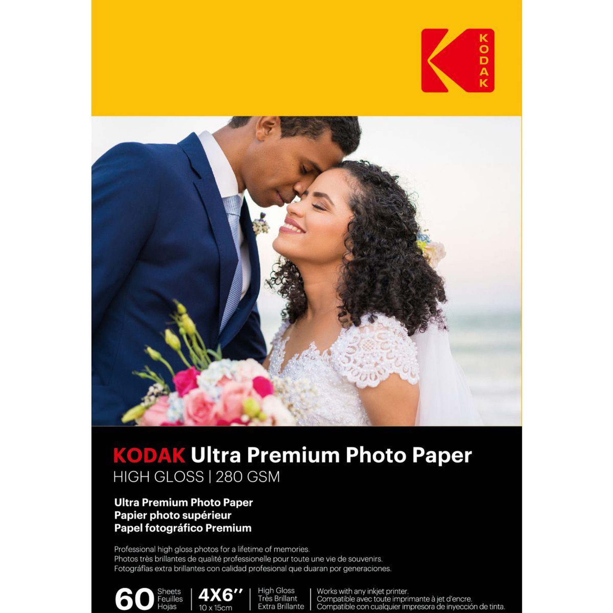 Kodak Papier photo instantané 60 feuilles A6 brillante 280gsm