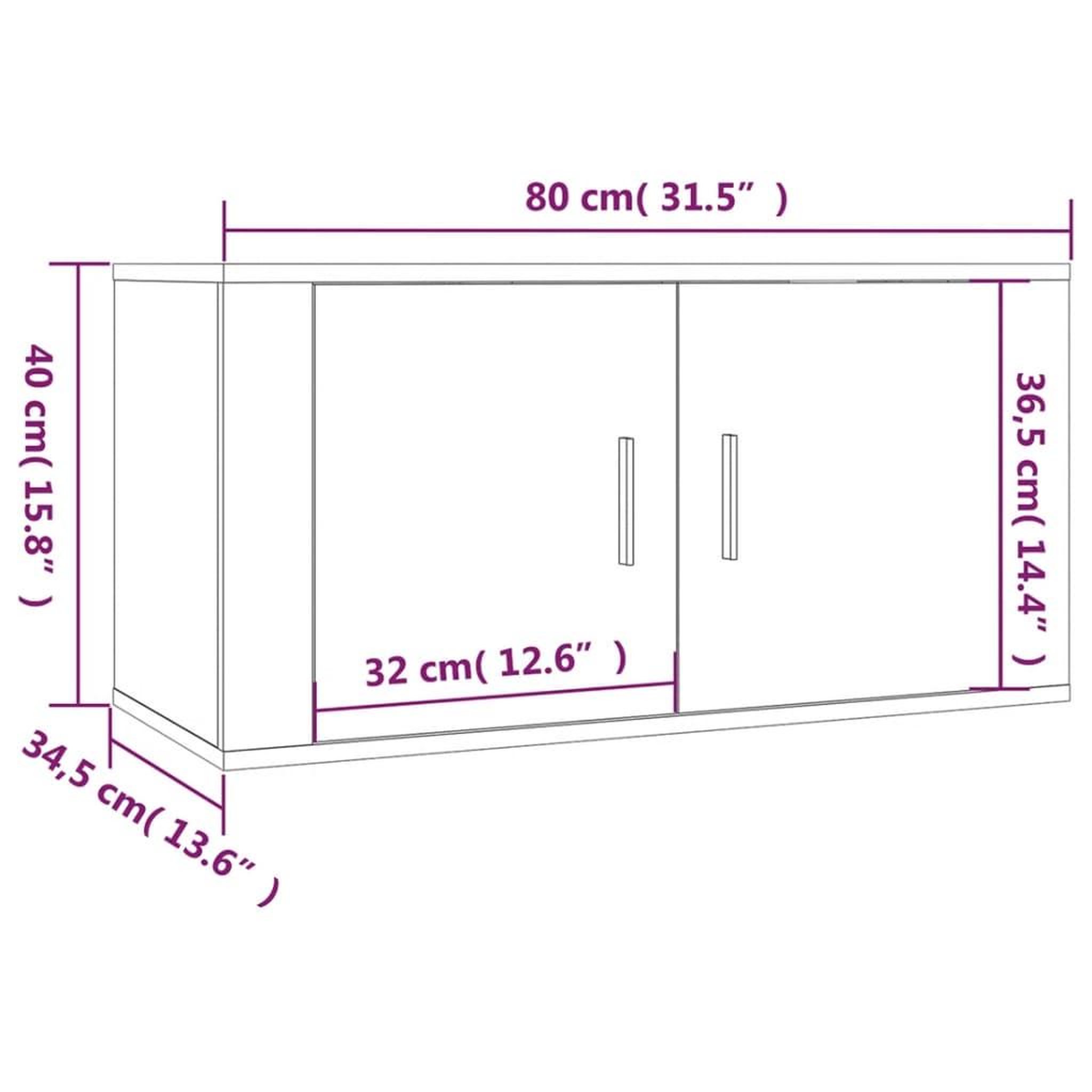 Voir la diapositive 6 : VIDAXL Meuble TV mural Sonoma gris 80x34,5x40 cm