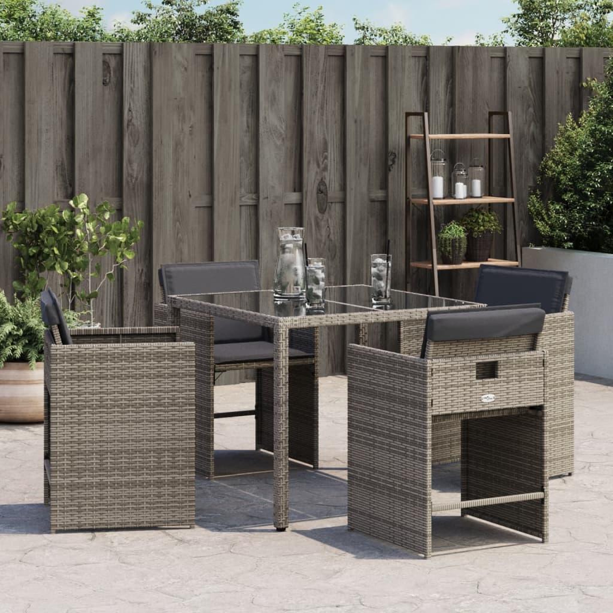 Voir la diapositive 3 : VIDAXL Chaises de jardin avec coussins lot de 4 gris resine tressee