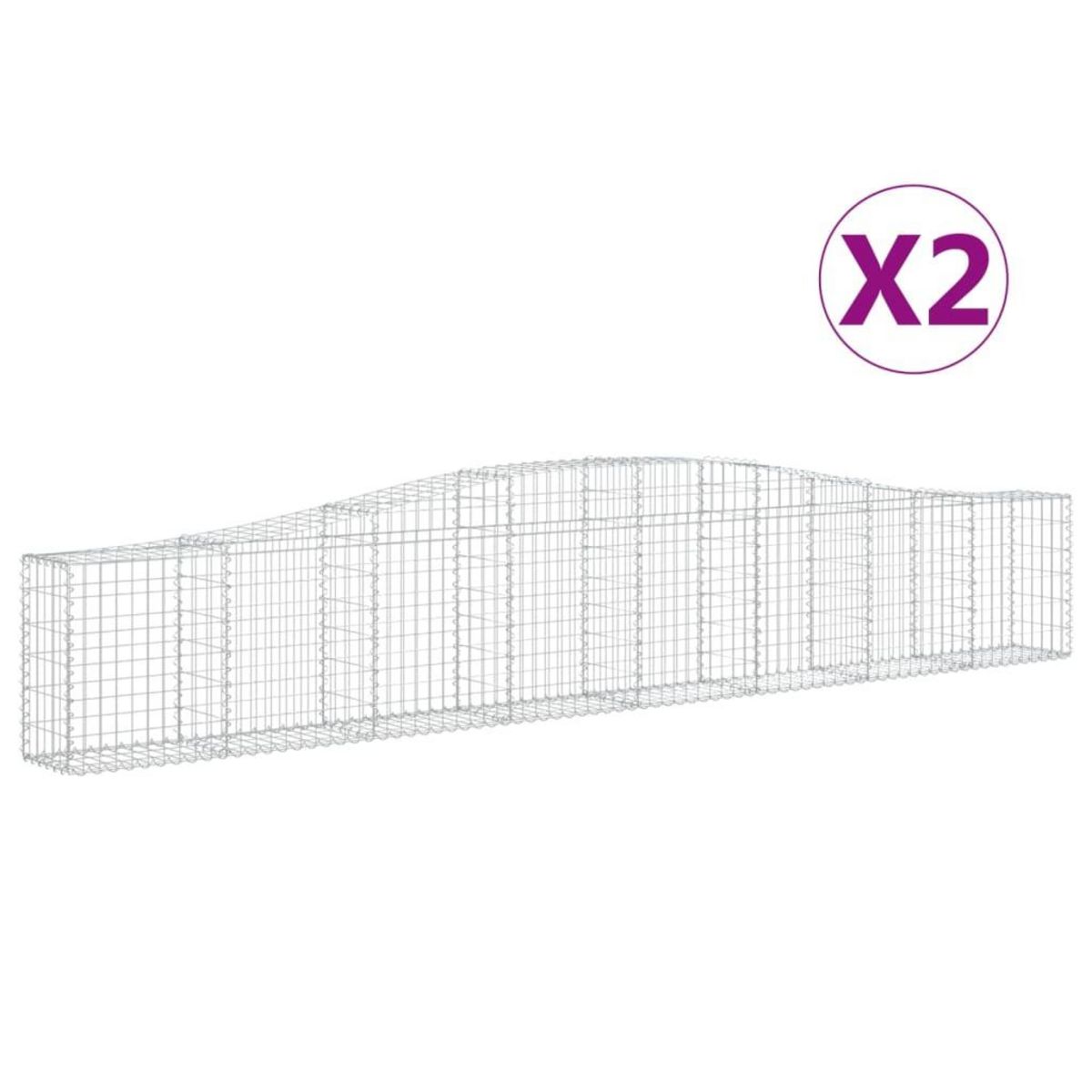 VIDAXL Paniers a gabions arques 2 pcs 400x30x60/80 cm Fer galvanise
