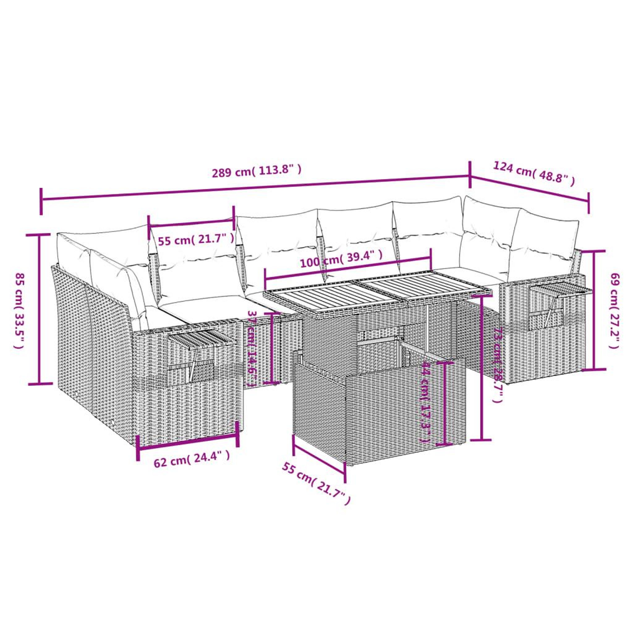 Voir la diapositive 3 : VIDAXL Salon de jardin 8 pcs avec coussins noir resine tressee