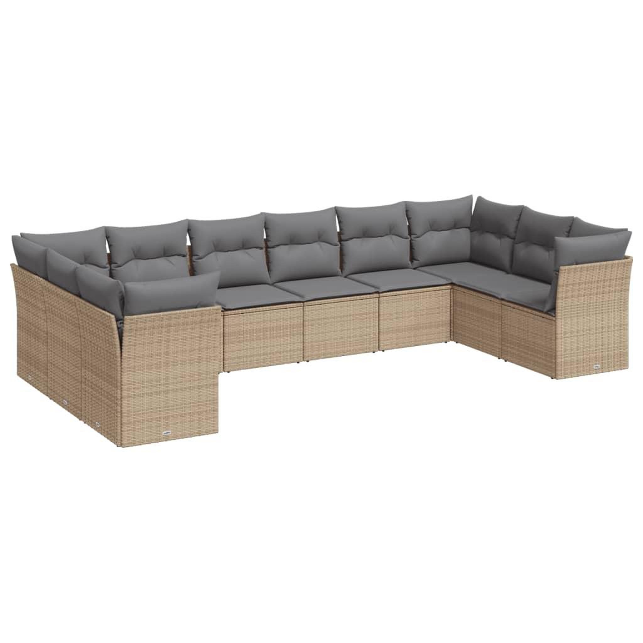Voir la diapositive 2 : VIDAXL Salon de jardin avec coussins 10 pcs beige resine tressee