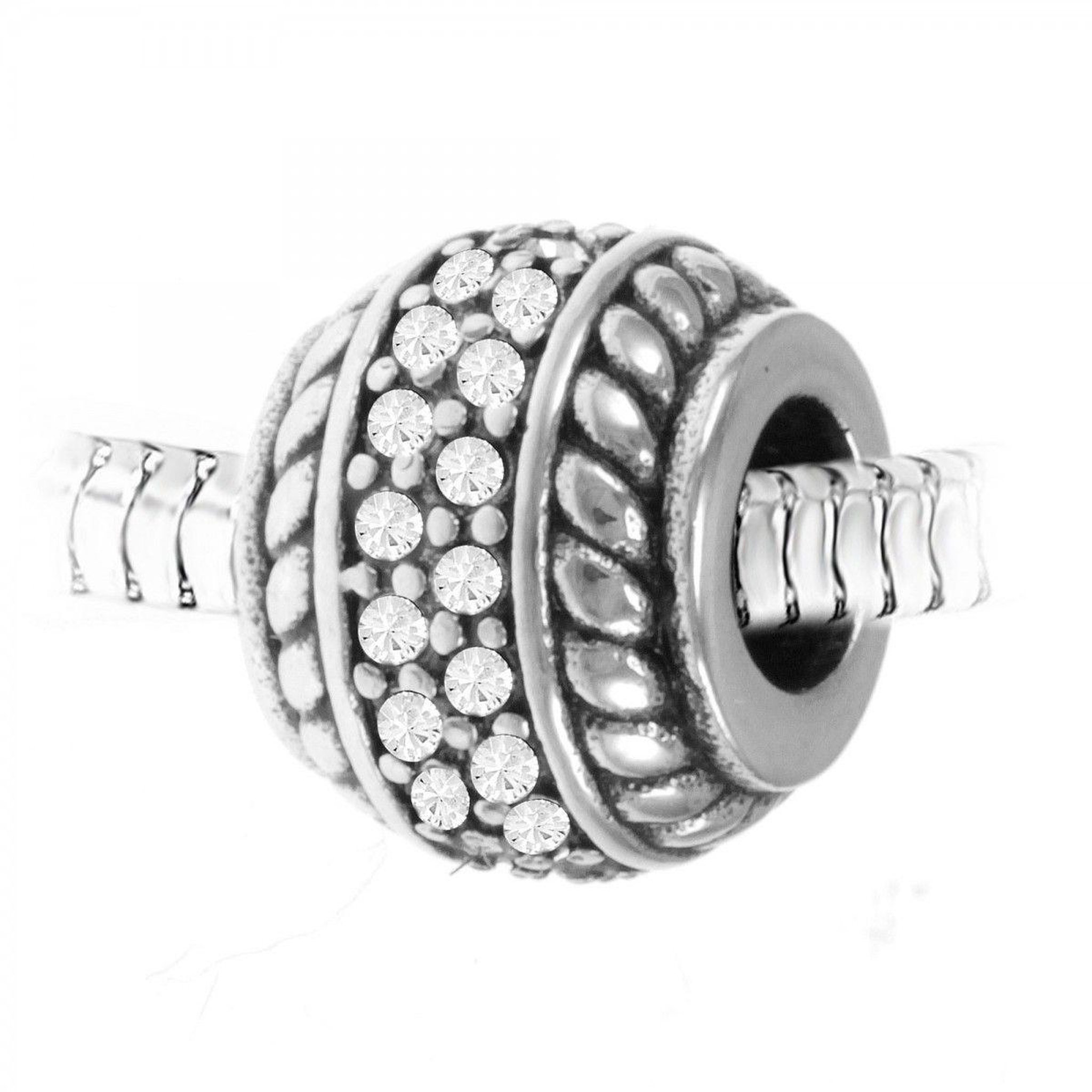 SC CRYSTAL Charm perle orné de cristaux scintillants et acier par SC Crystal