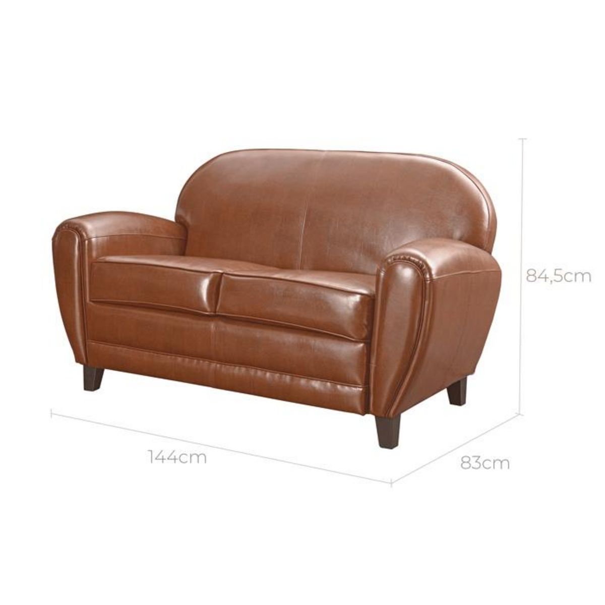 Rendez vous déco Canapé 2 places noir en croute de cuir enduite - Club