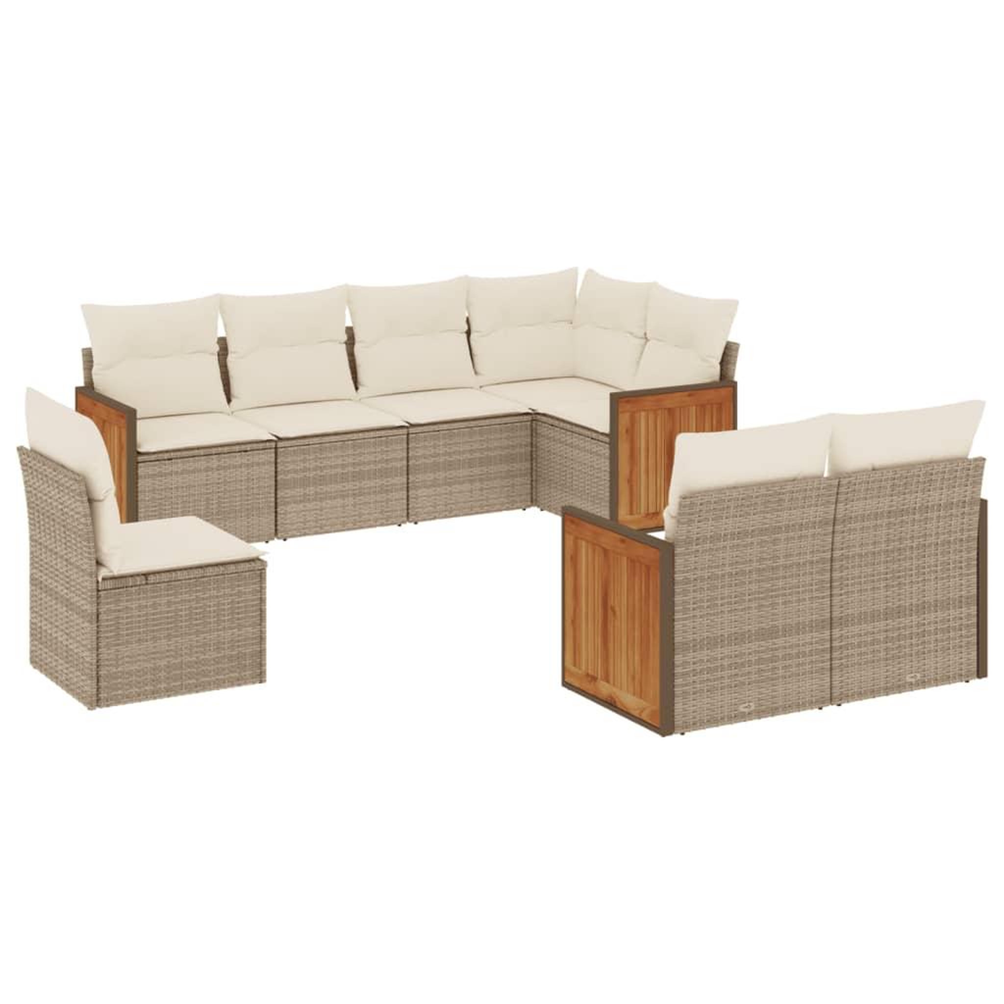 Voir la diapositive 2 : VIDAXL Salon de jardin avec coussins 8 pcs beige resine tressee