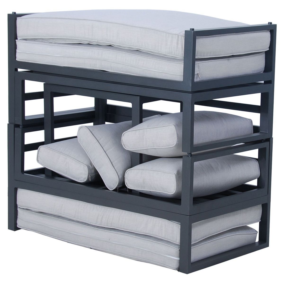 JARDILINE Salon bas de jardin - 8 places - Gris perlé - Aluminium - WAIGEO