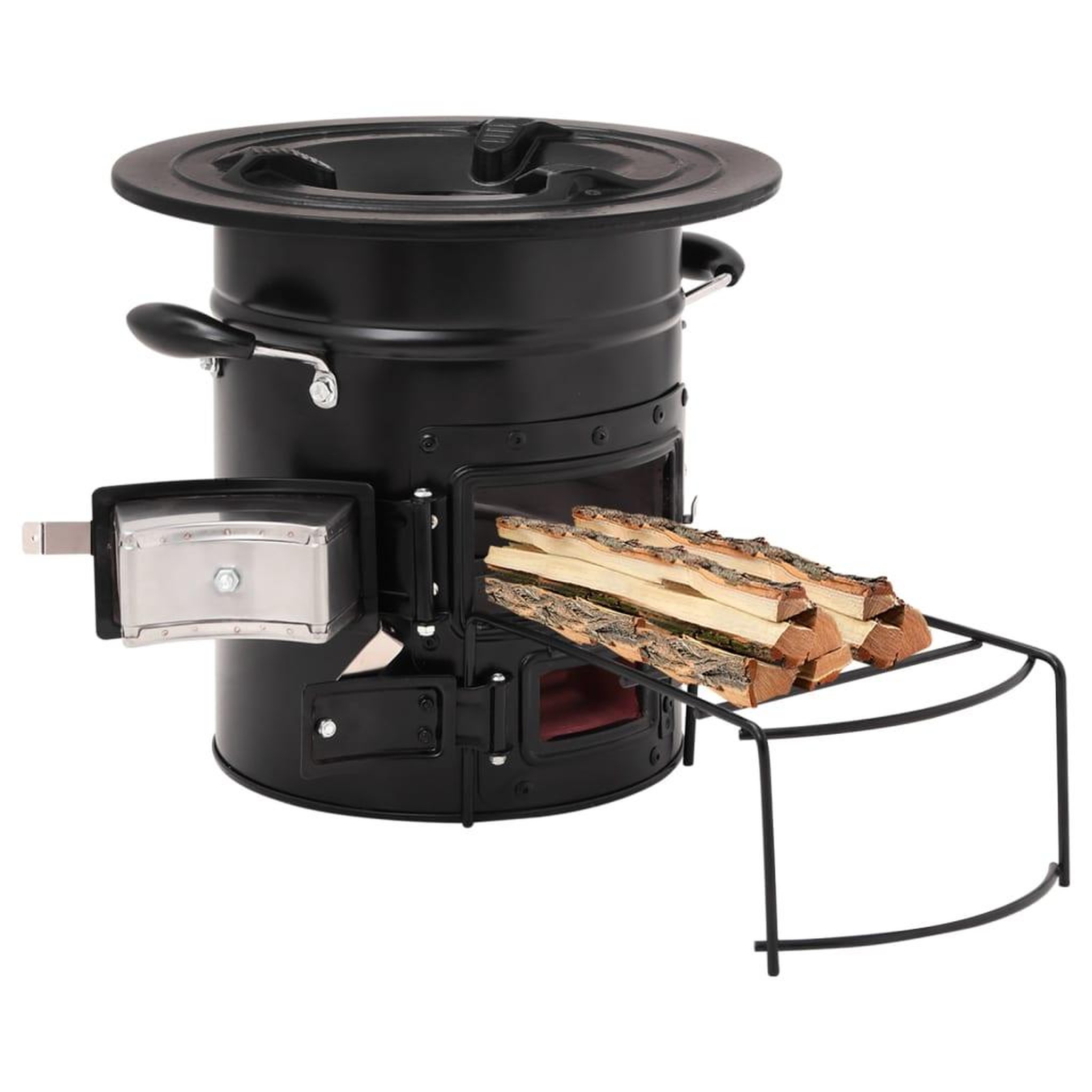 Voir la diapositive 1 : VIDAXL Poele a bois de camping Noir 50x33,5x30,5 cm Acier