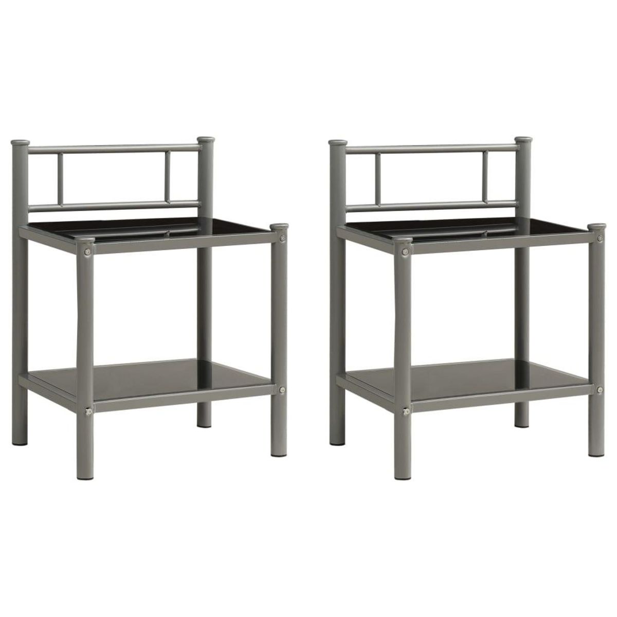VIDAXL Tables de chevet 2 pcs Gris et noir Metal et verre