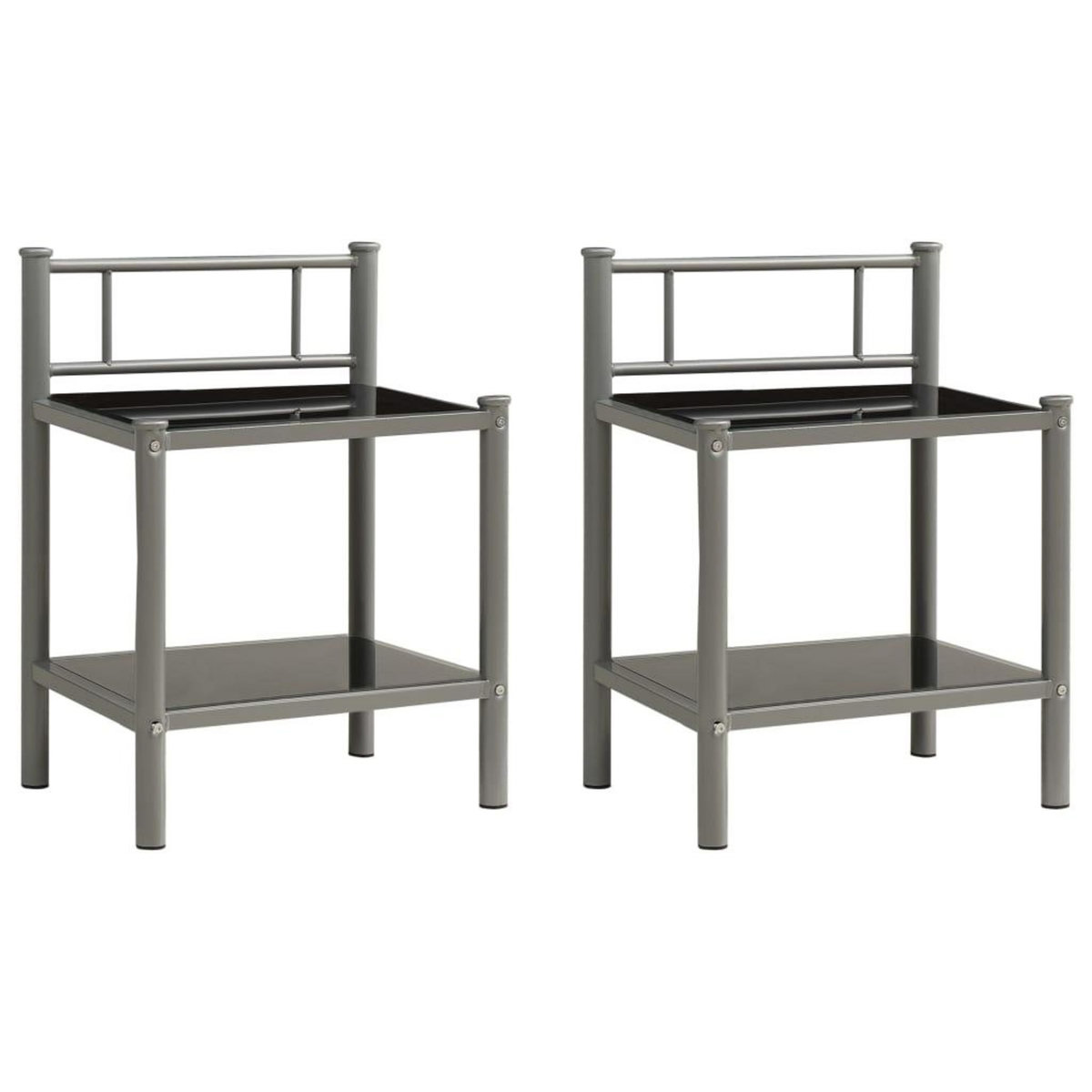 VIDAXL Tables de chevet 2 pcs Gris et noir Metal et verre