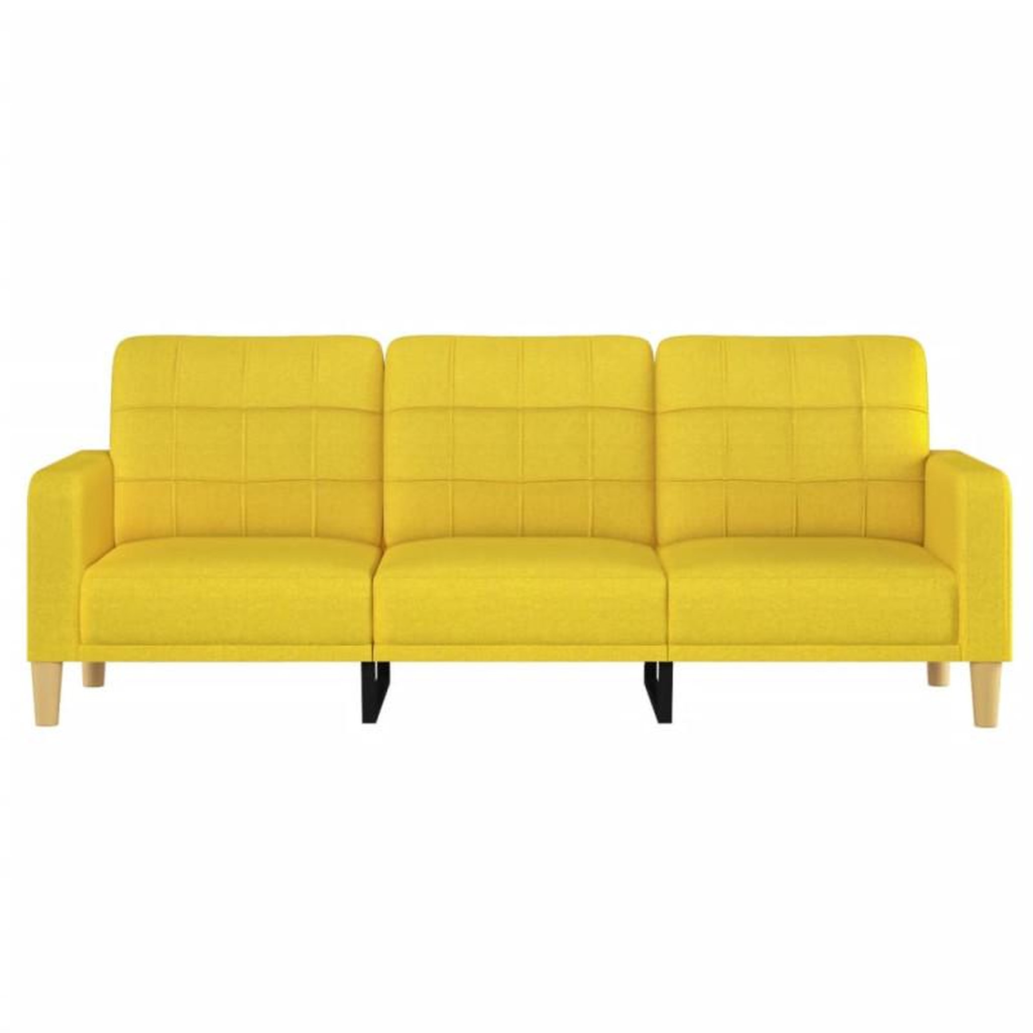 Voir la diapositive 3 : VIDAXL Canapé à 3 places Jaune clair 180 cm Tissu