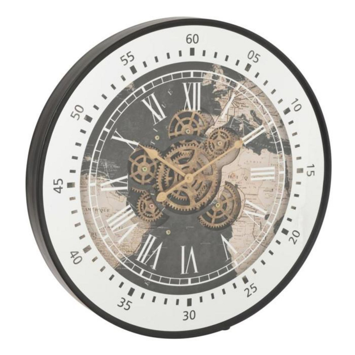 Paris Prix Horloge Murale Engrenage  Carte Monde  79cm Multicolore