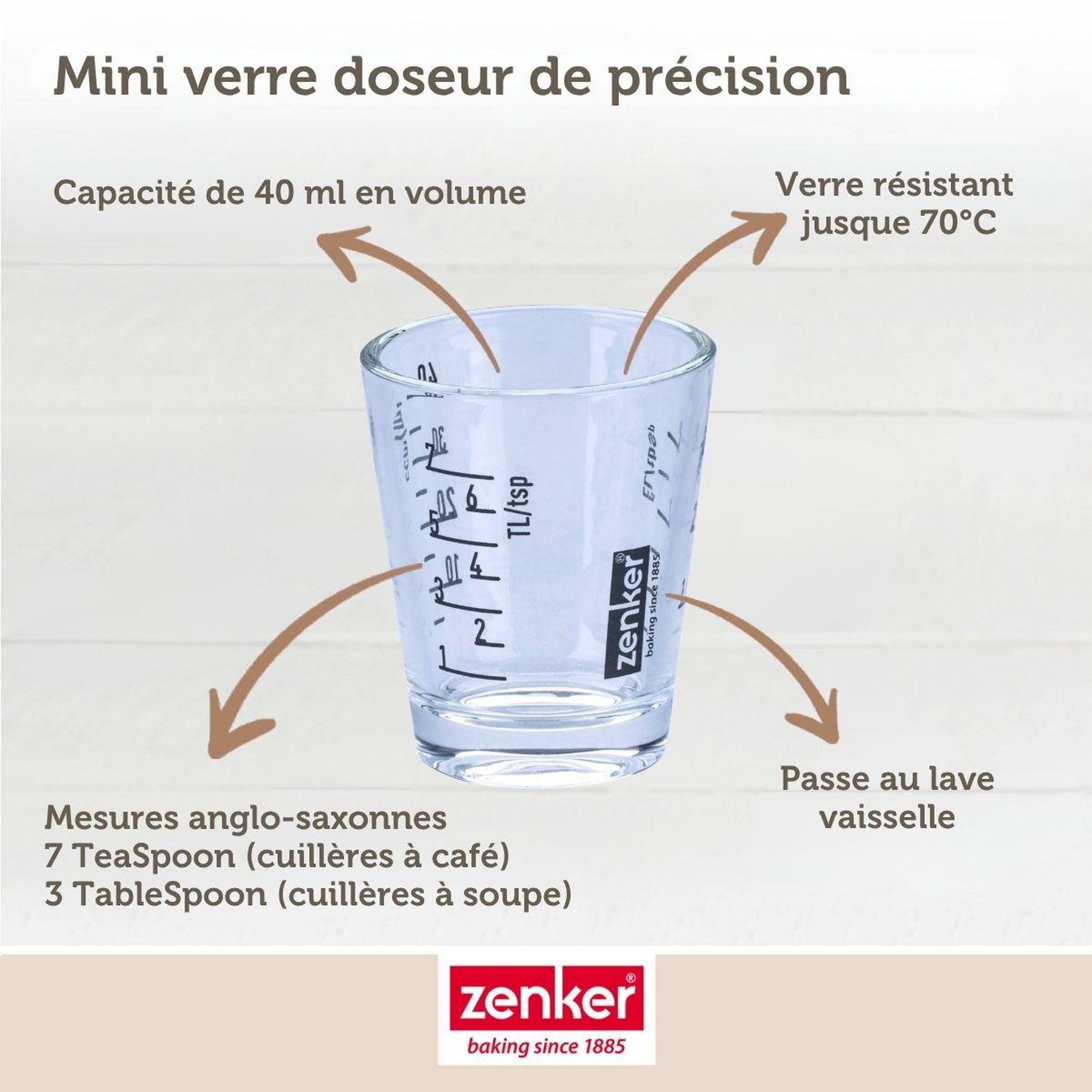 Voir la diapositive 4 : ZENKER Mini verre mesureur en verre 40 ml zenker