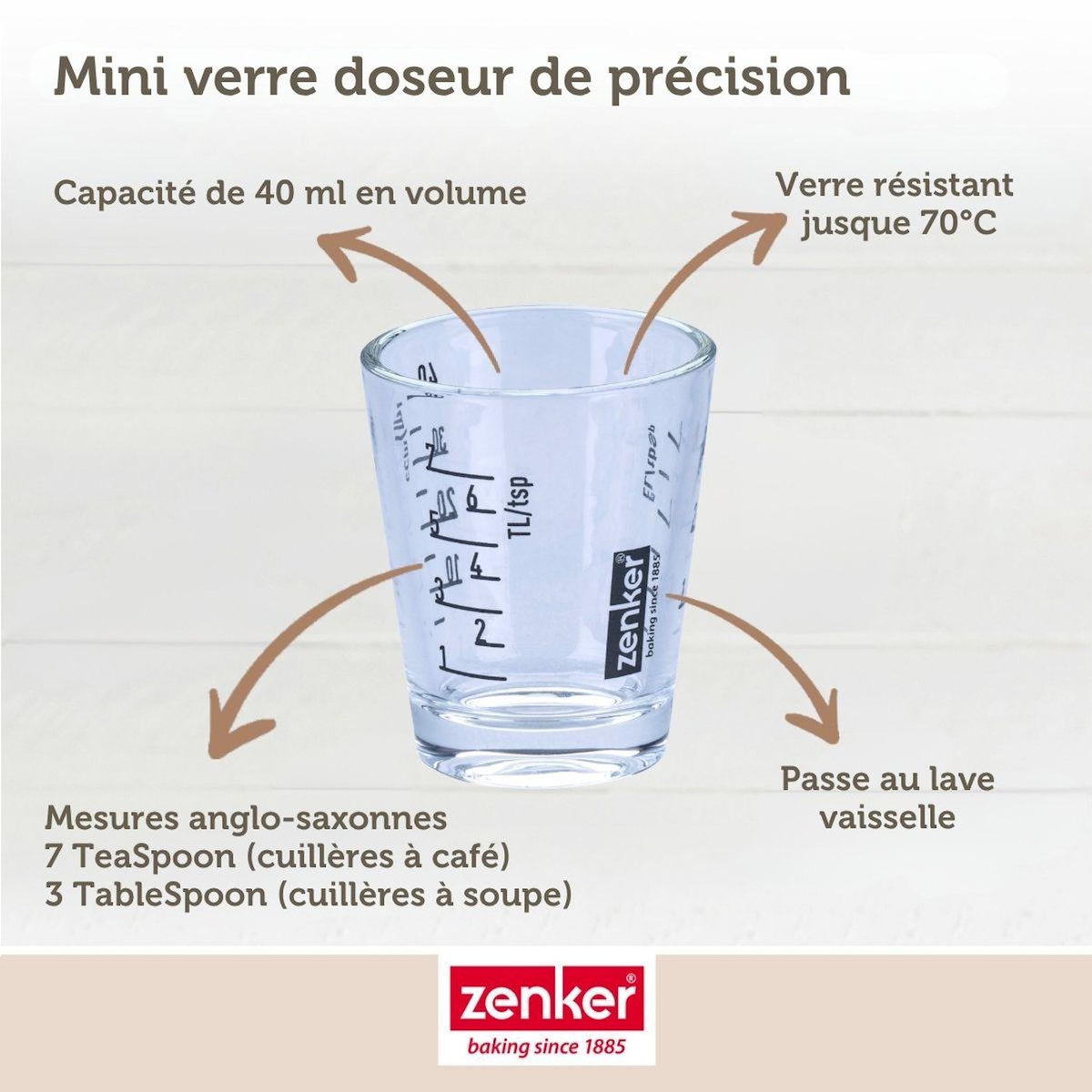 ZENKER Mini verre mesureur en verre 40 ml Zenker