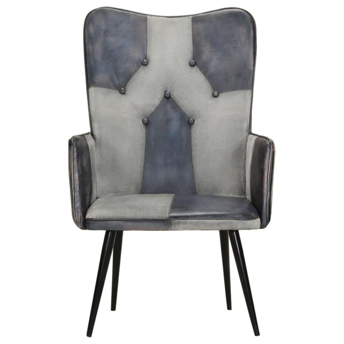 VIDAXL Chaise a oreilles Gris Cuir veritable