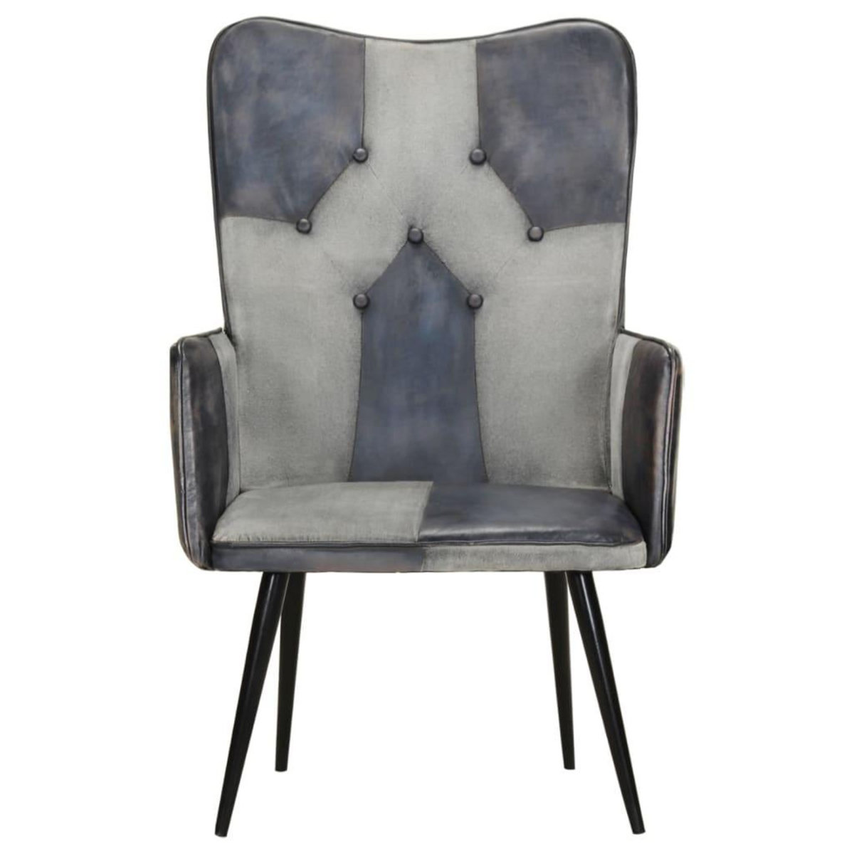 VIDAXL Chaise a oreilles Gris Cuir veritable