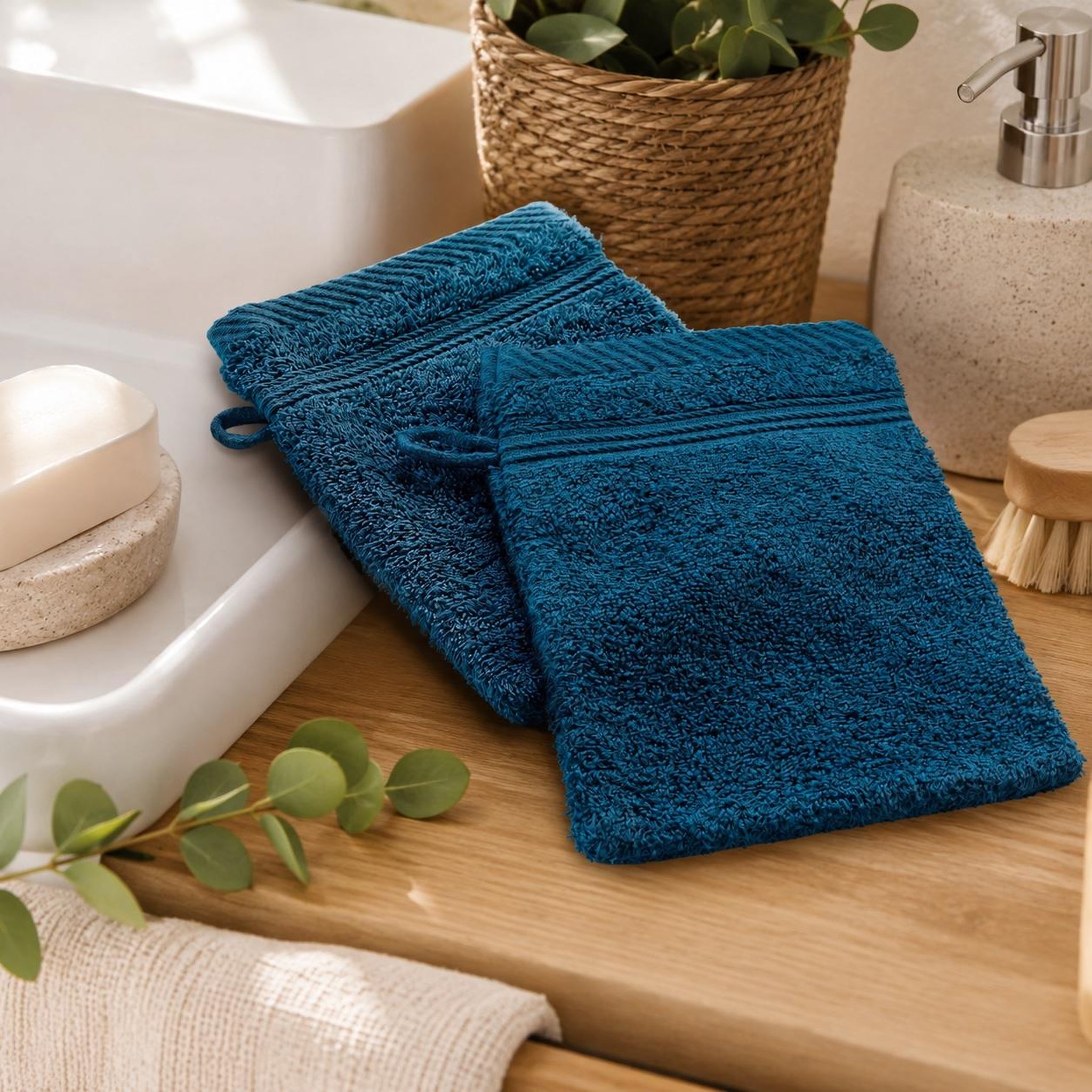 Voir la diapositive 2 : Eden Lot de 2 gants de toilette tendresse uni en coton