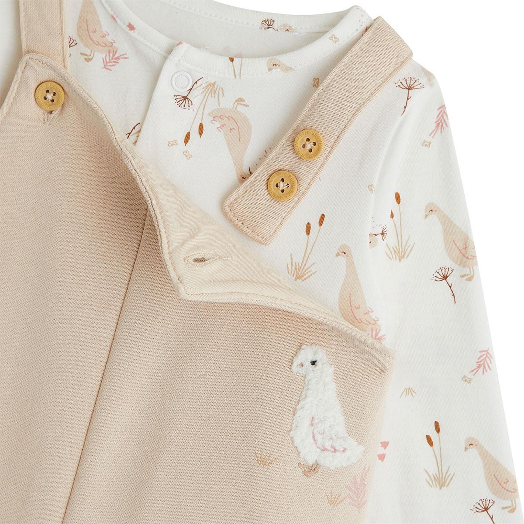 Voir la diapositive 3 : PETIT BEGUIN Ensemble salopette bébé en molleton et t-shirt Margot