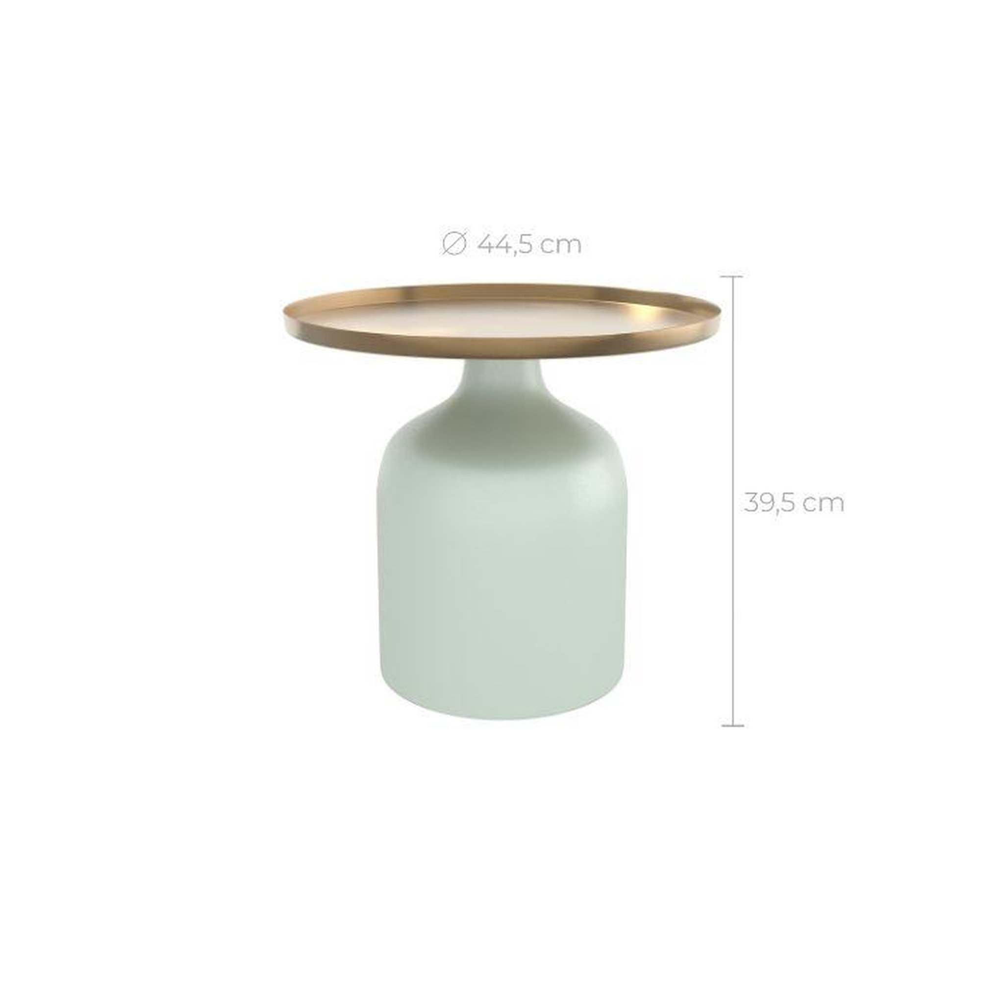 Voir la diapositive 4 : MAISON PAVANE Table d'appoint ronde en métal vert d'eau et laiton d44,5 cm-lyne