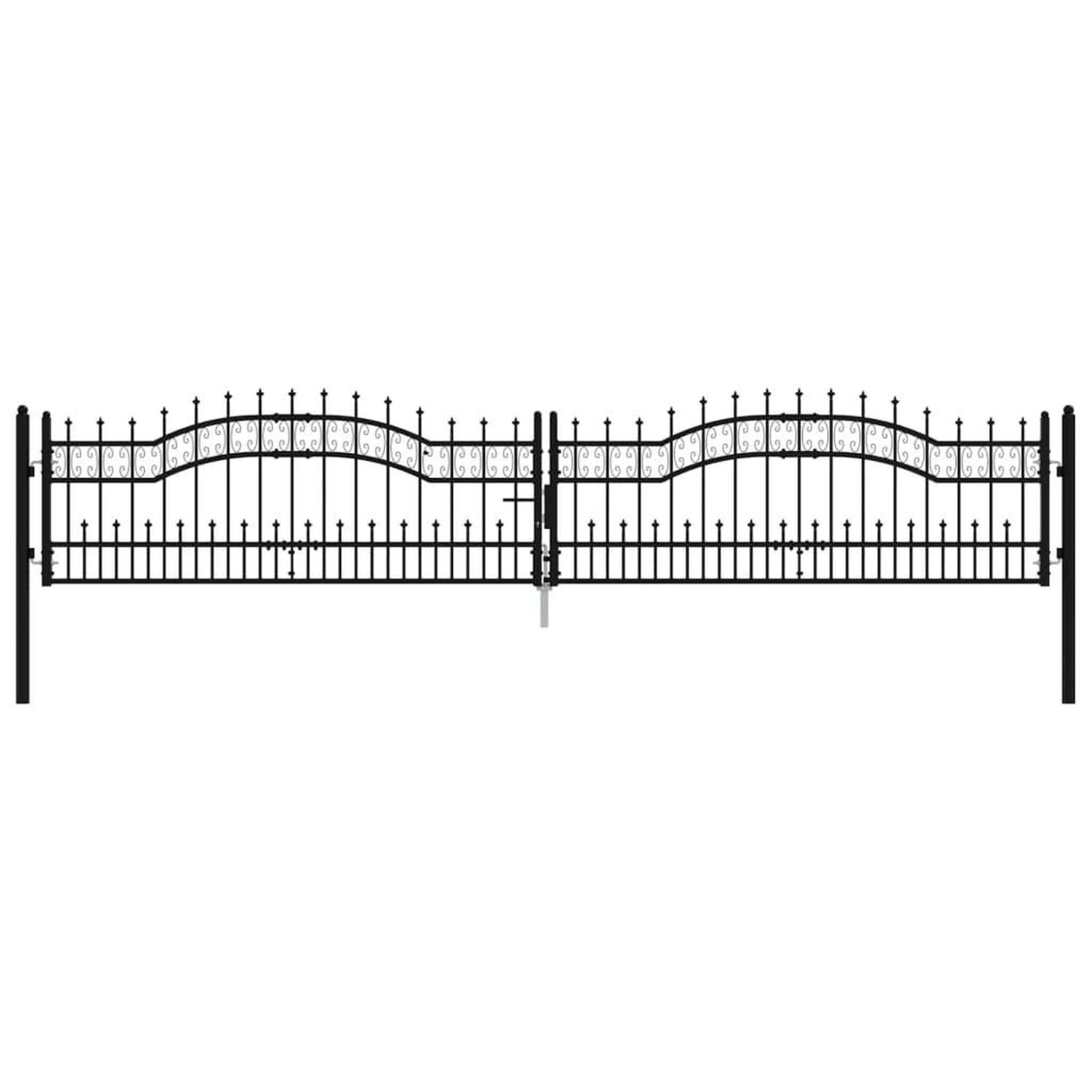Voir la diapositive 2 : VIDAXL Portail et sommet de lance Noir 406x120 cm Acier enduit poudre