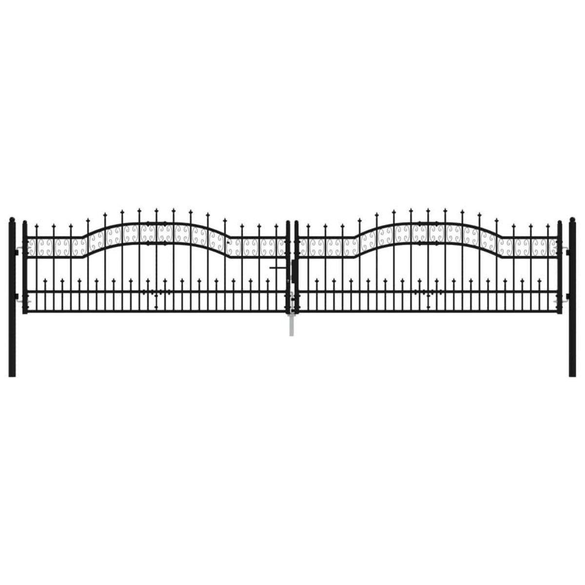 VIDAXL Portail et sommet de lance Noir 406x120 cm Acier enduit poudre