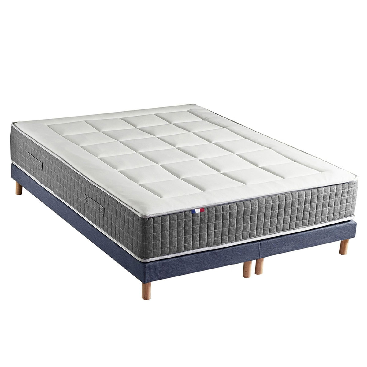 IDLITERIE Ensemble Matelas Ressort 7 zones H.28cm + Sommier Fabriqué en France MAX