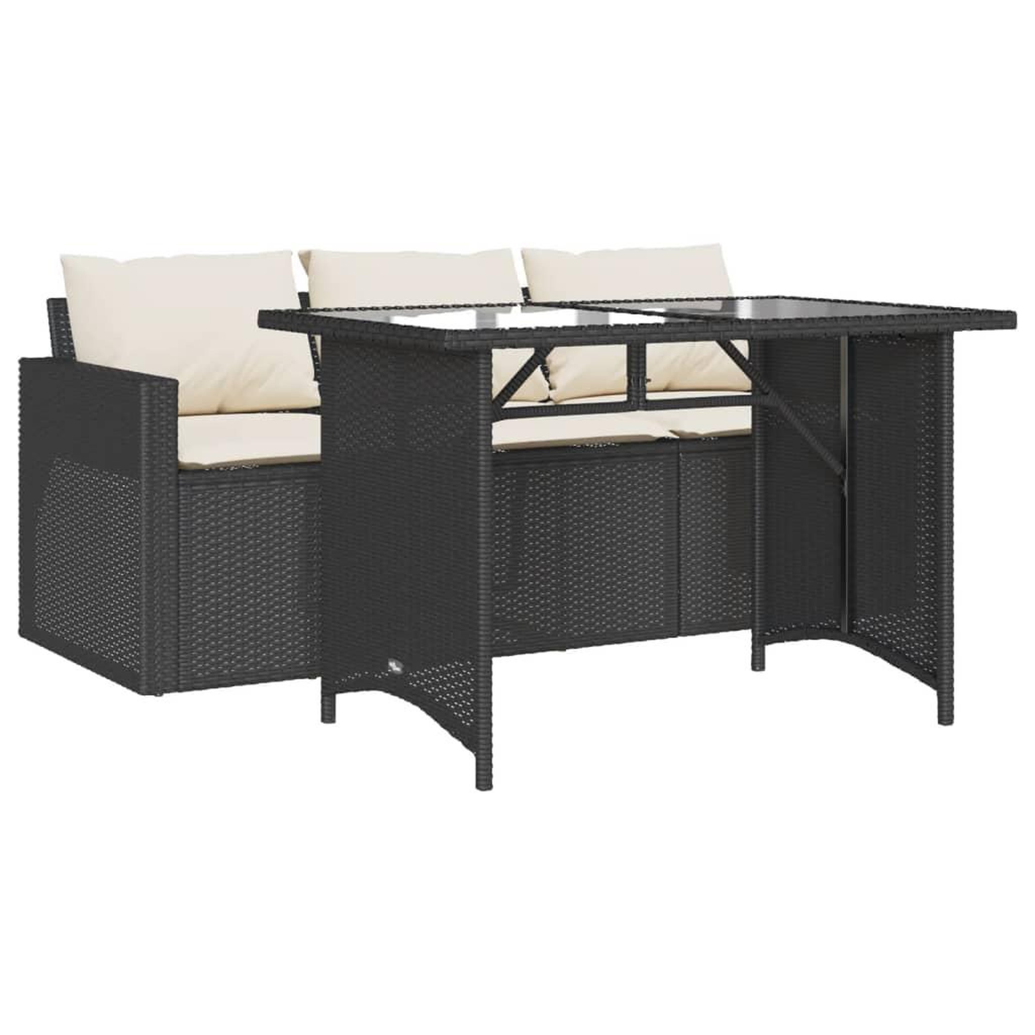 Voir la diapositive 2 : VIDAXL Ensemble a manger de jardin coussins 2pcs noir resine tressee
