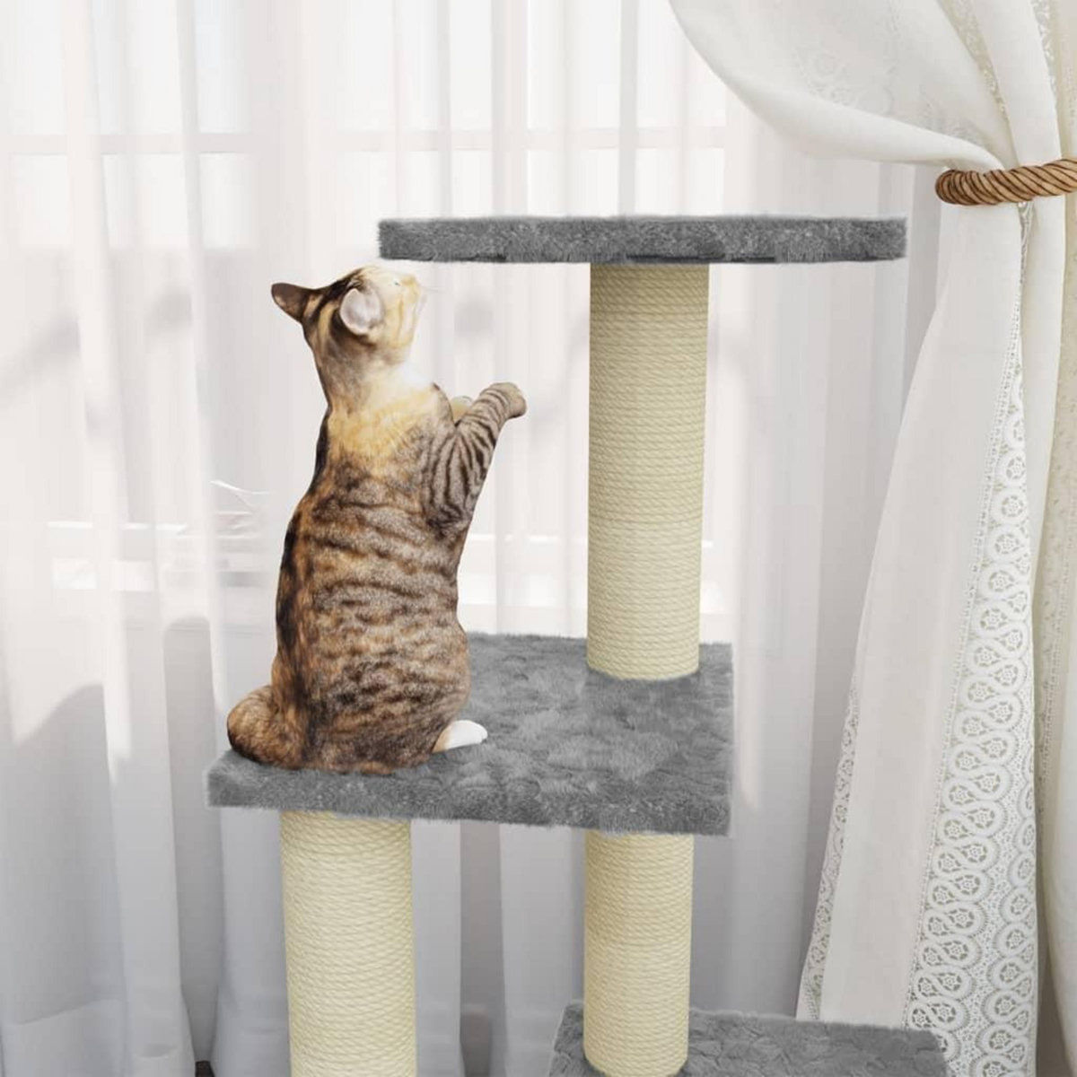 VIDAXL Arbre a chat avec griffoirs en sisal Gris clair 92 cm