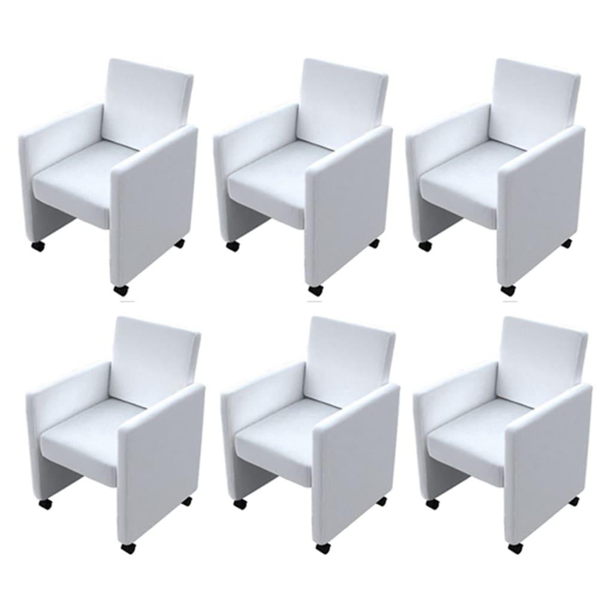 Voir la diapositive 2 : VIDAXL Chaises a manger lot de 6 blanc similicuir