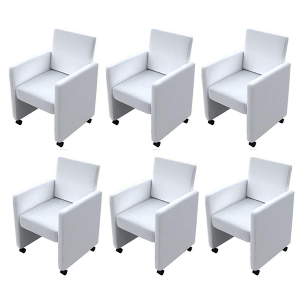 VIDAXL Chaises a manger lot de 6 blanc similicuir