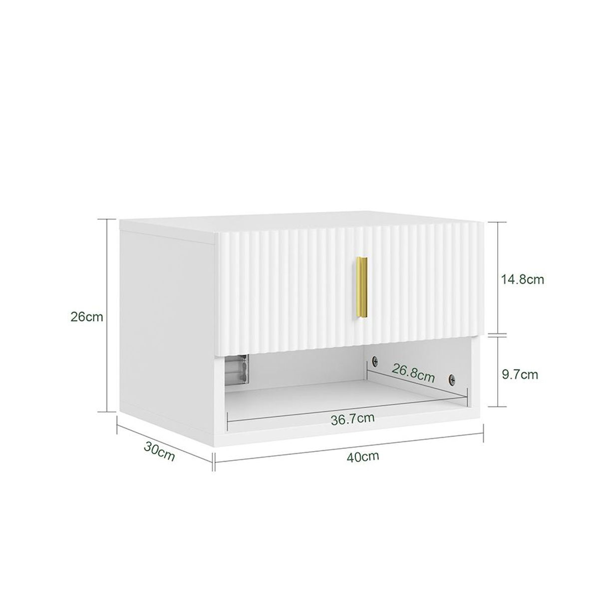 SOBUY Chevet mural blanc avec tiroir et étagère LED 40x30x26cm FBT176-E-W