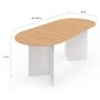 Voir la diapositive 5 : ID MARKET Table à manger extensible ovale MARTHE 6 -10 personnes bois façon hêtre et blanc 160-200 cm