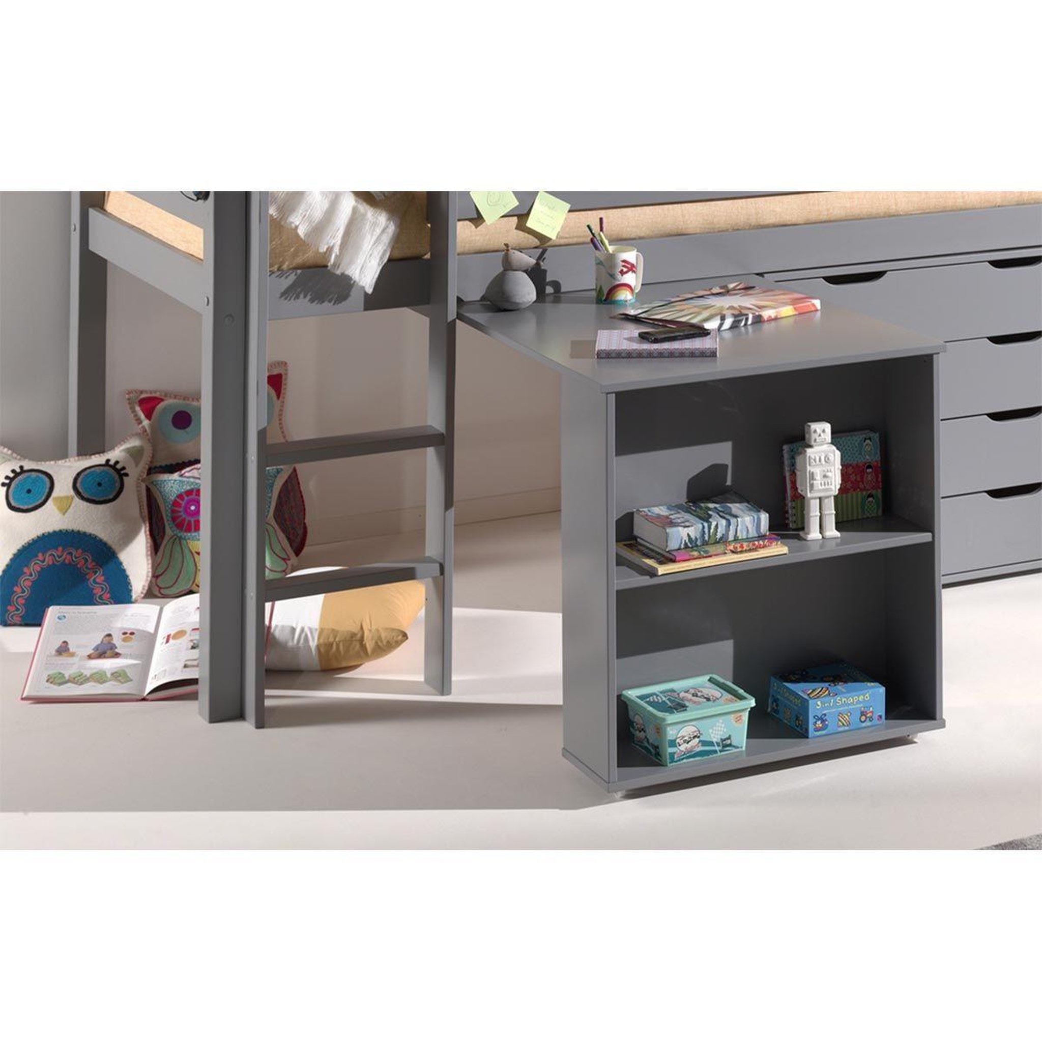 Voir la diapositive 3 : Paris Prix Bureau de lit enfant surélevé  pino  94cm gris
