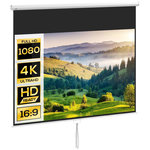 HOMCOM Écran de projection home-cinéma TV format 16:9 120 pouces 4K HD métal PVC blanc