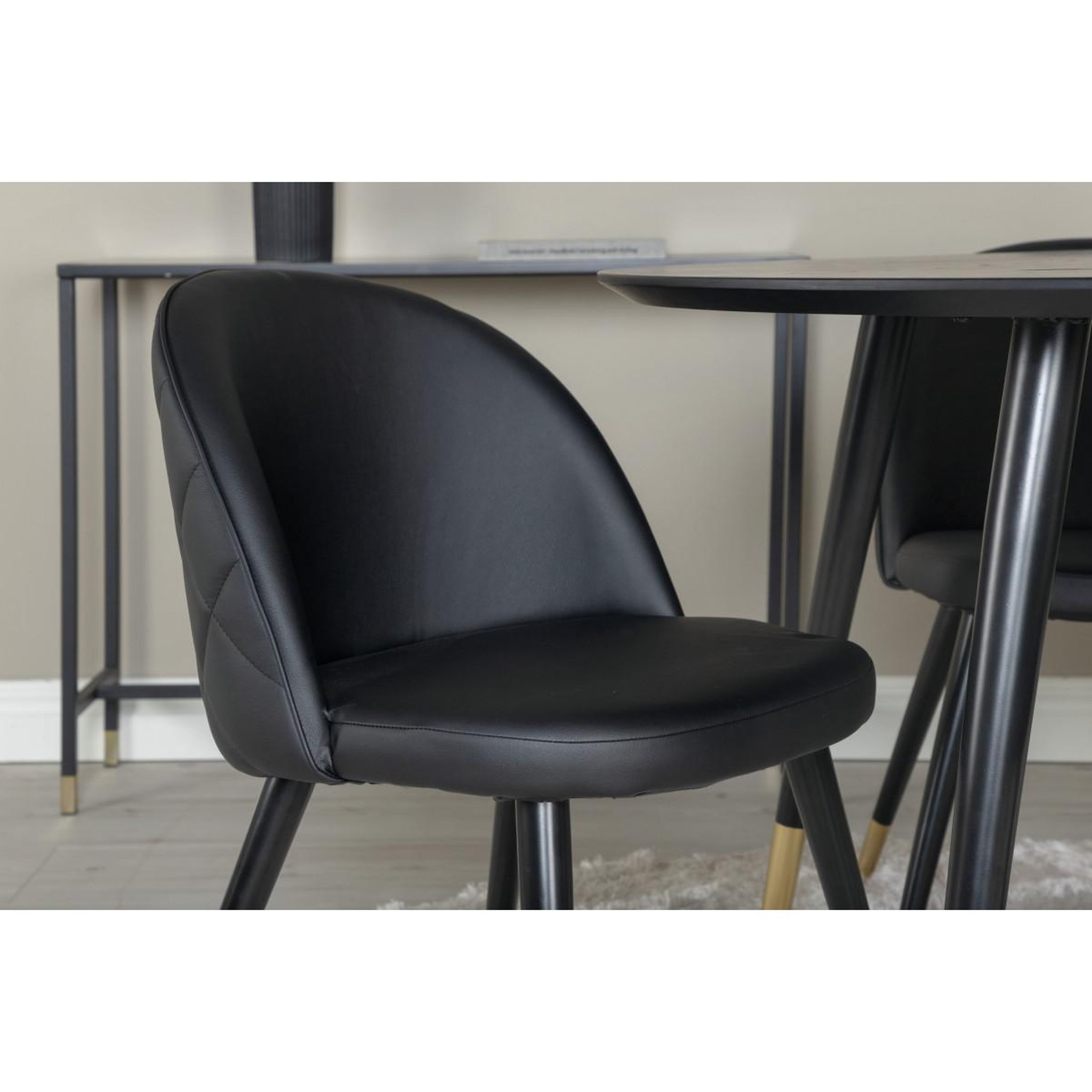 Voir la diapositive 5 : Paris Prix Ensemble table à manger & 4 chaises design  dipp & velvet  115cm noir
