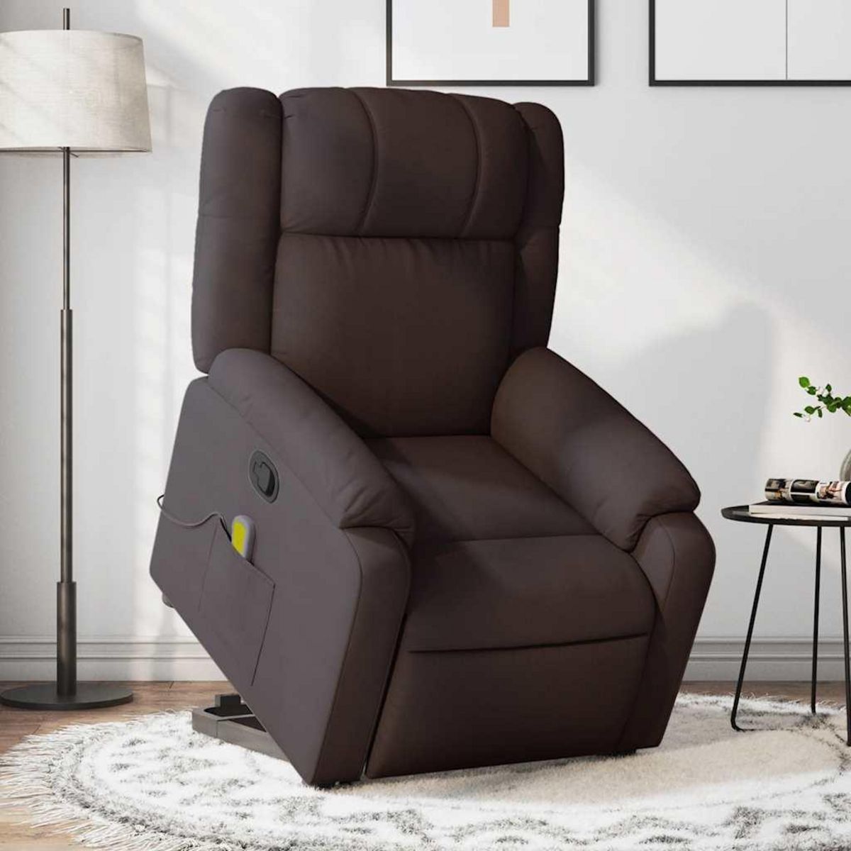 VIDAXL Fauteuil inclinable de massage Marron fonce Tissu