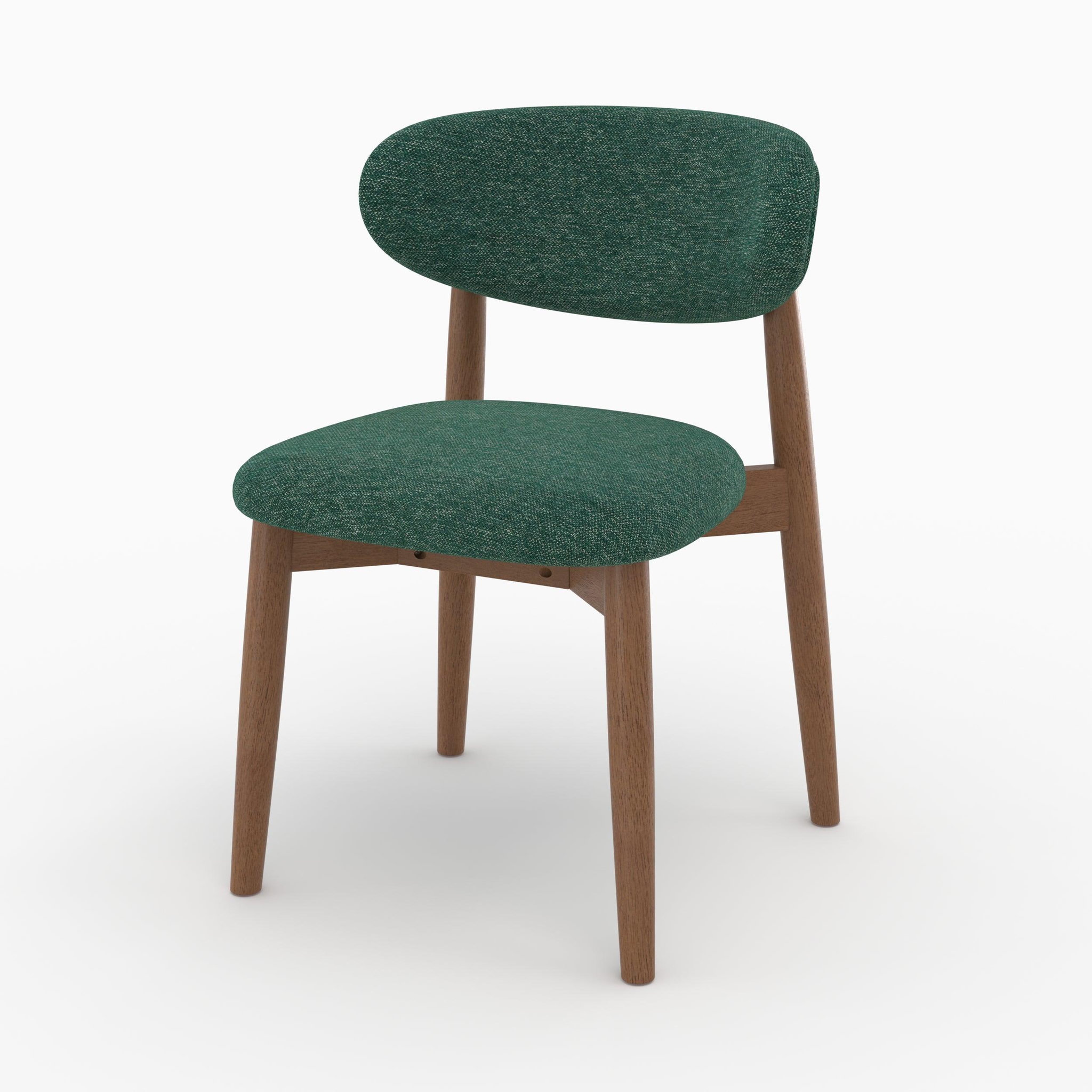 Voir la diapositive 5 : MAISON PAVANE Lot de 2 chaises en tissu vert sapin et bois d'hévéa foncé-yuna