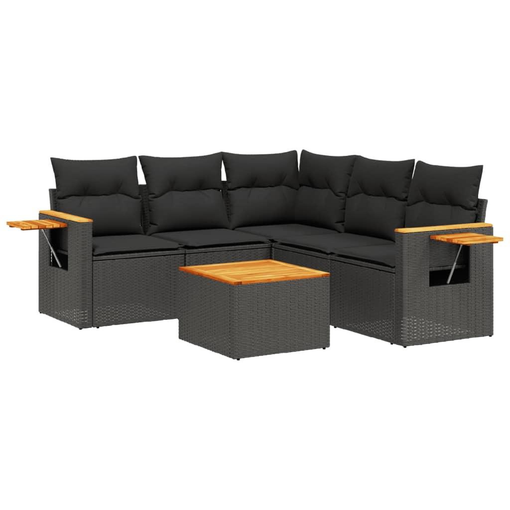 Voir la diapositive 2 : VIDAXL Salon de jardin 6 pcs avec coussins noir resine tressee